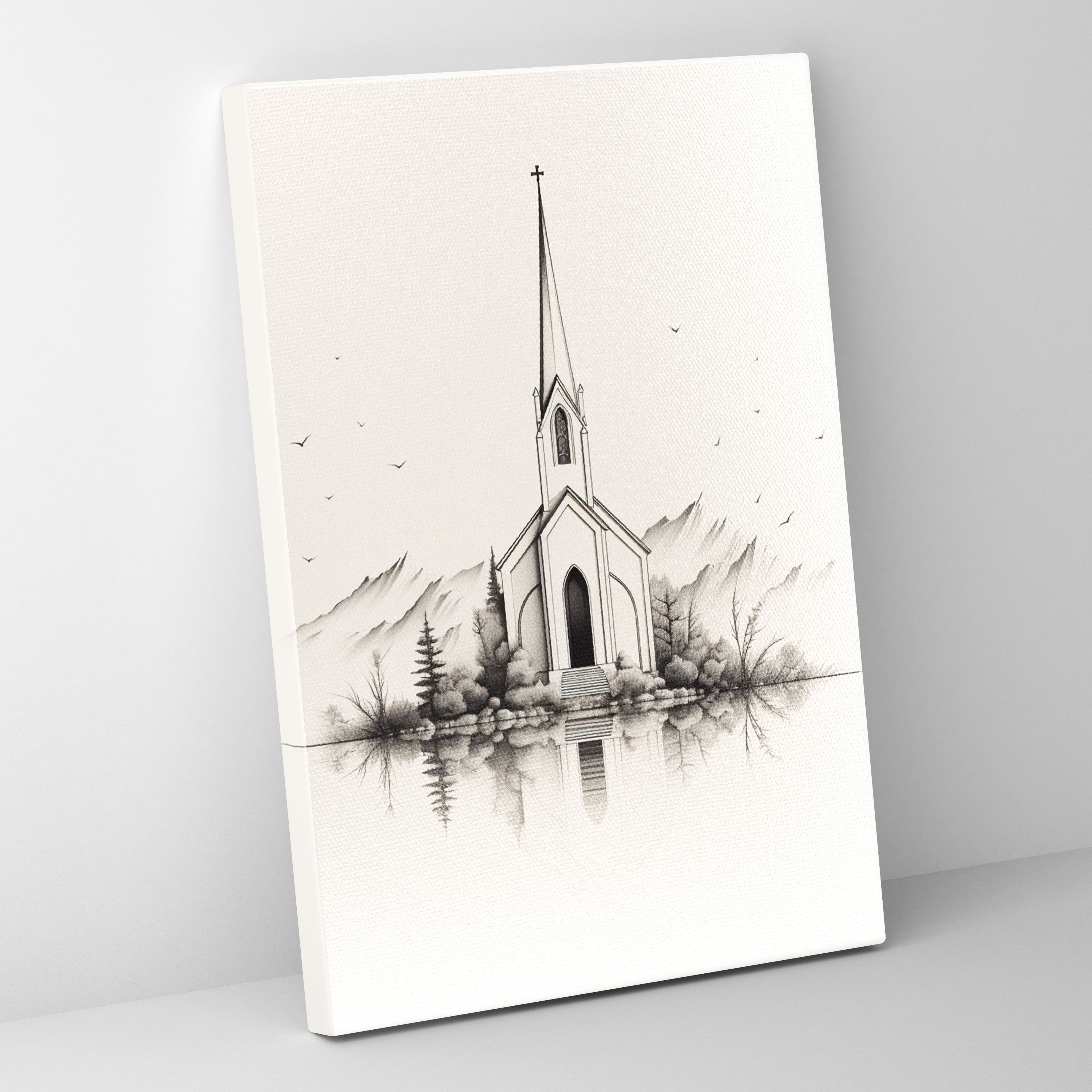 Nature Surrounding Church Canvas Print - Church, Church, Wall Art, Canvas Wall Art