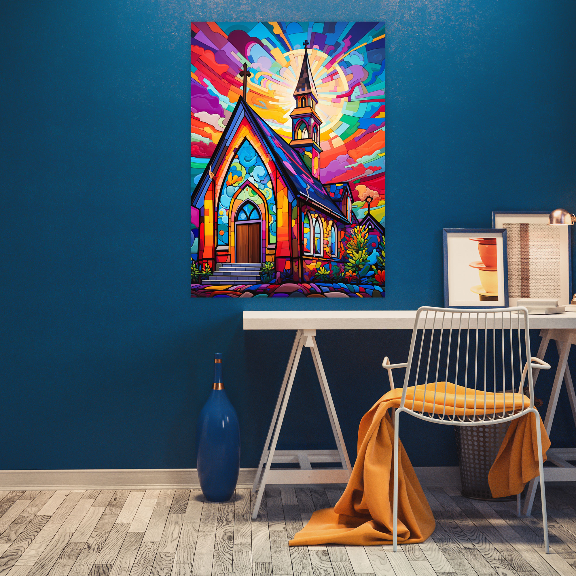 Pop Art Church Canvas Print - Church, Pop Art, Wall Decoration, Bold Patterns
