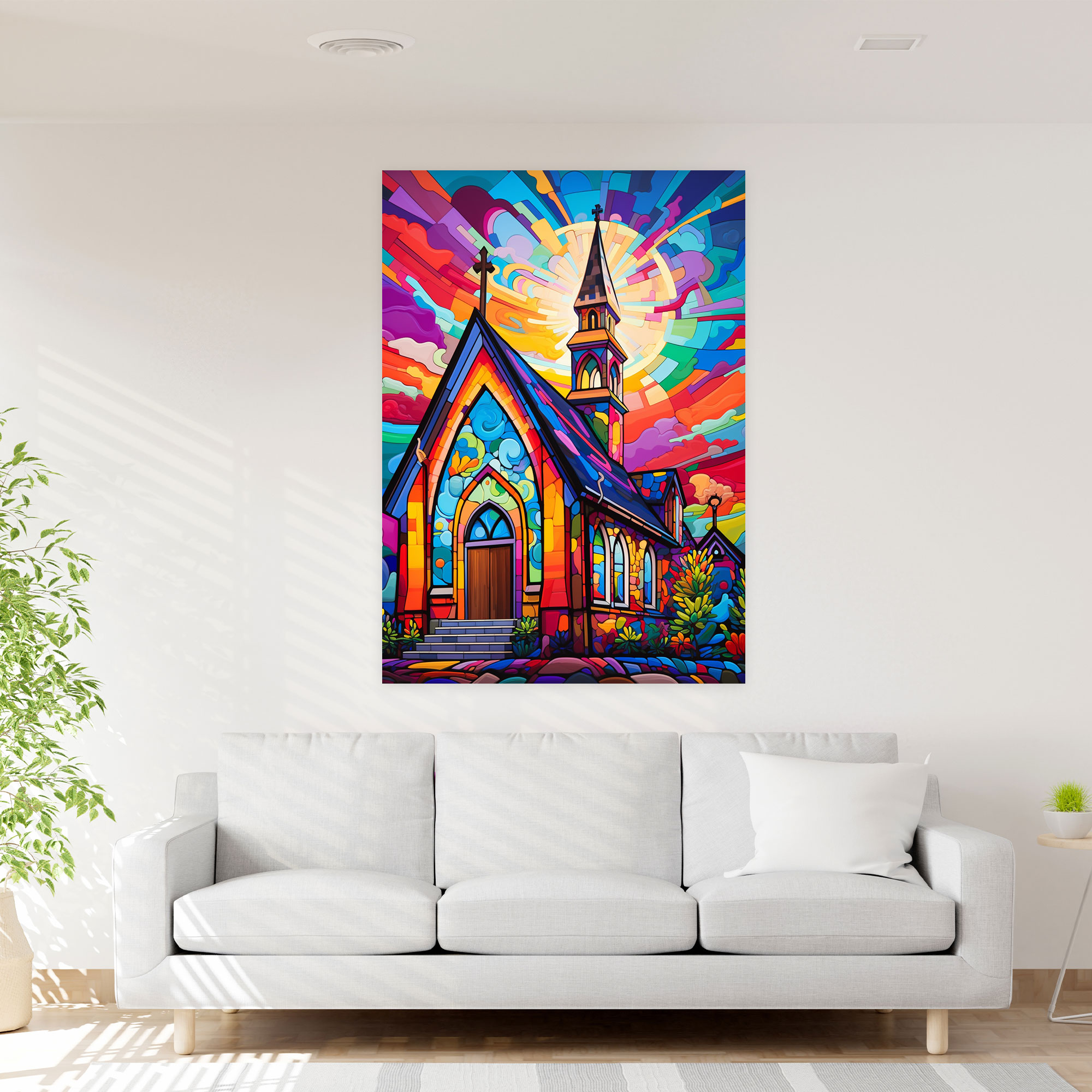 Pop Art Church Canvas Print - Church, Pop Art, Wall Decoration, Bold Patterns