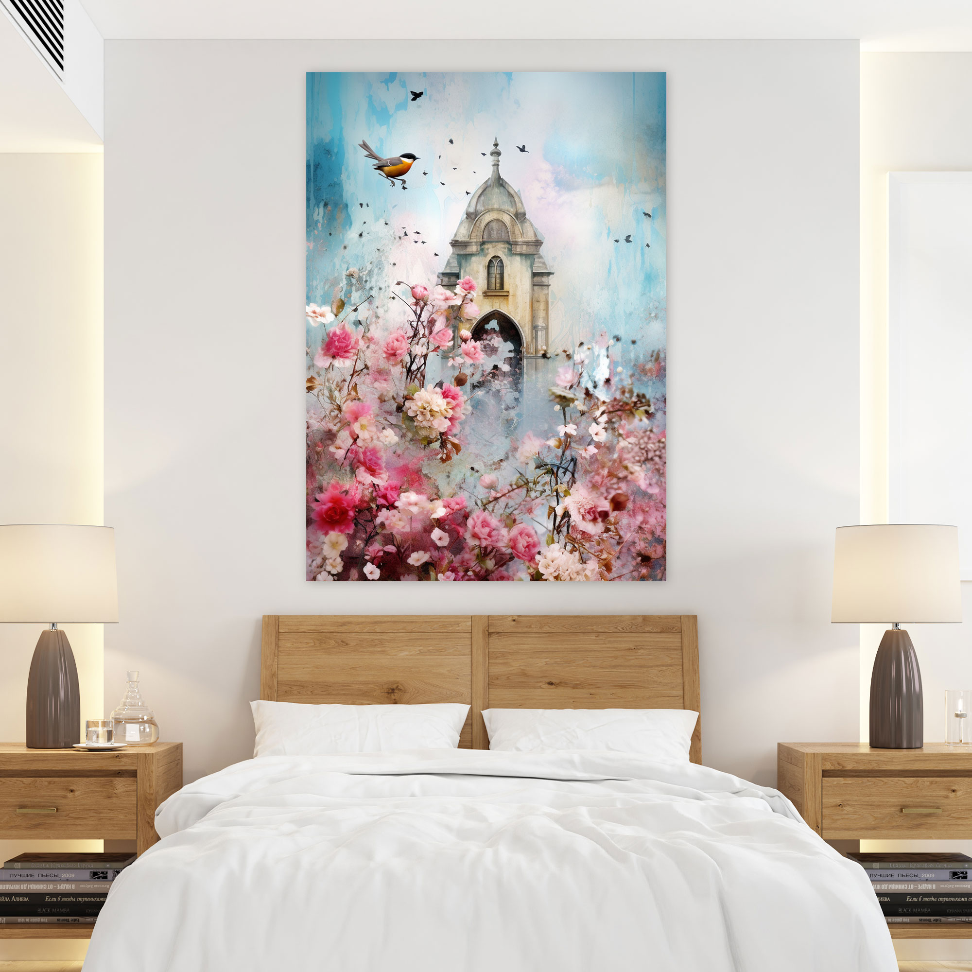 Floral Church Canvas Print - Church, Wall Decoration, Canvas, Flowers
