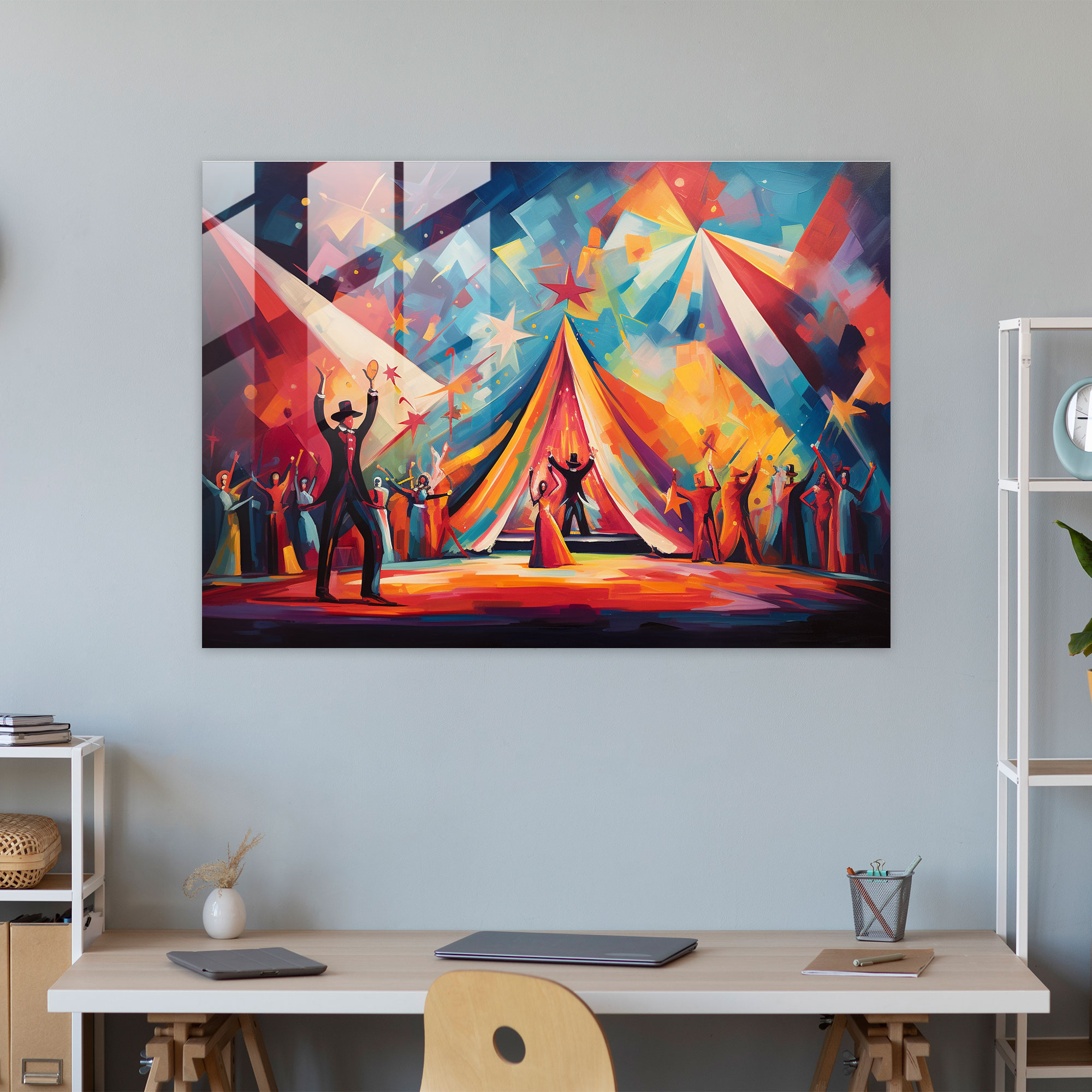 Glasbild Zirkus - Zirkus Wohn-Deko Zirkuszelt Glas Wandkunst