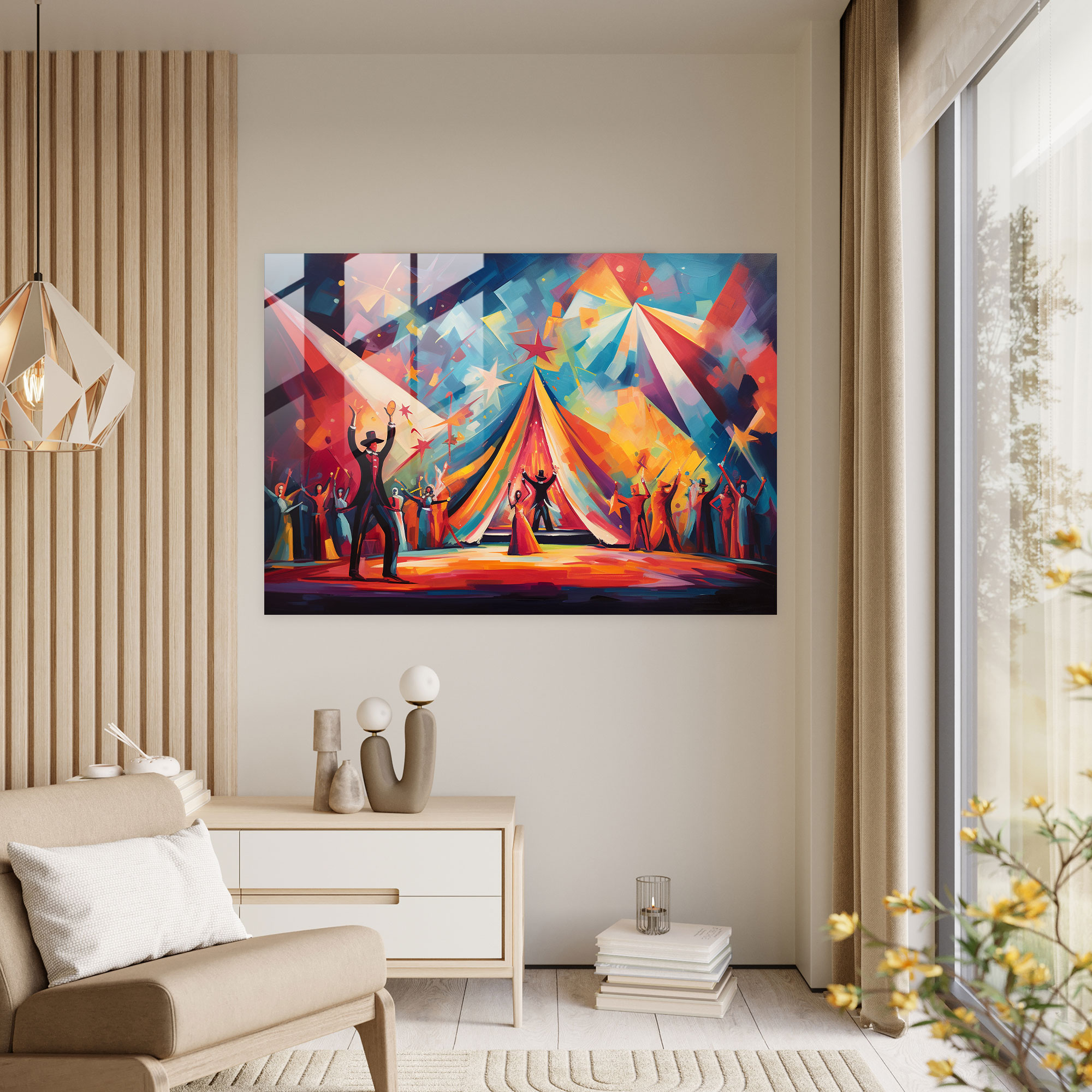 Glasbild Zirkus - Zirkus Wohn-Deko Zirkuszelt Glas Wandkunst