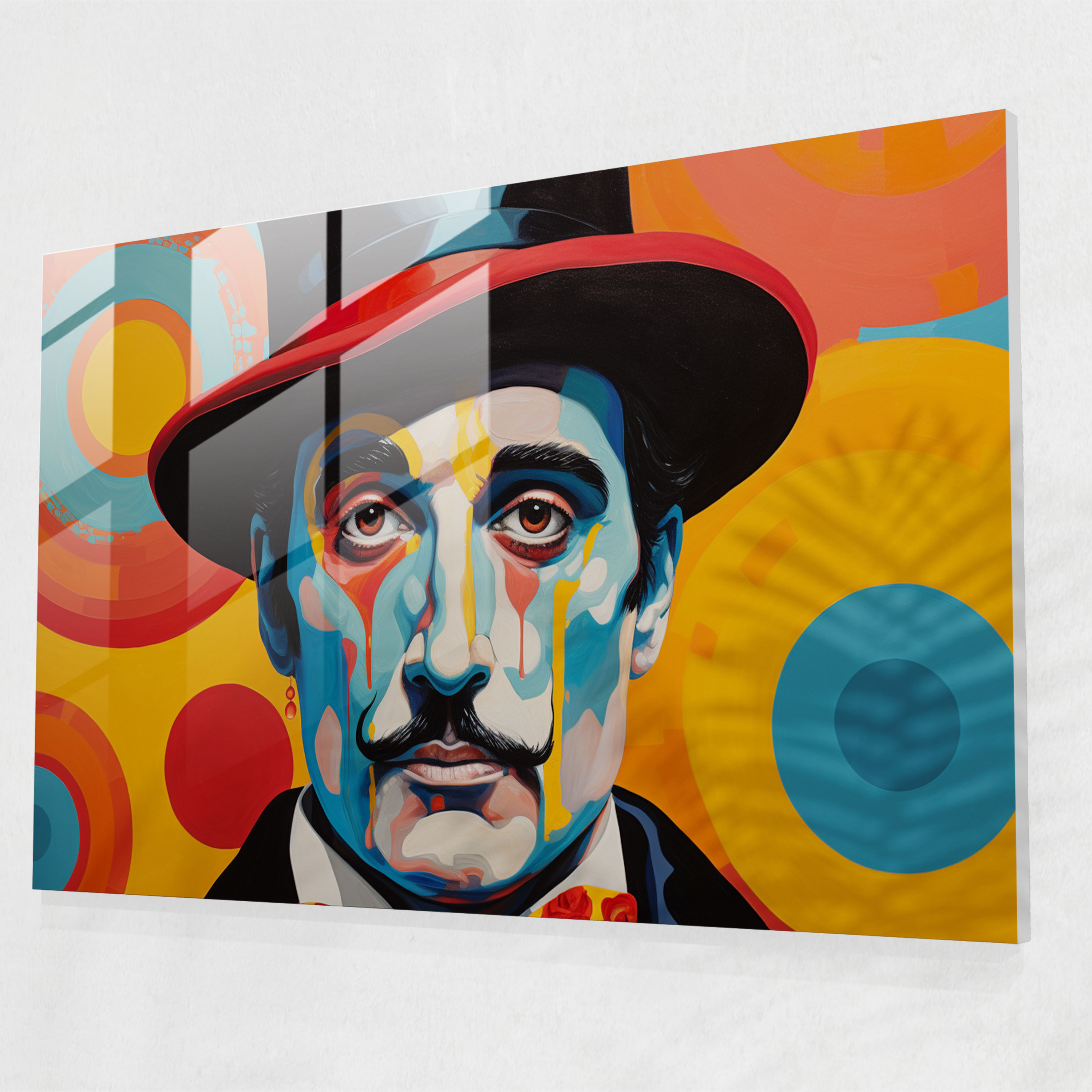 Glasbild Zirkus im Pop-Art-Stil - Zirkus Glasbild Glaswandkunst Wanddekoration