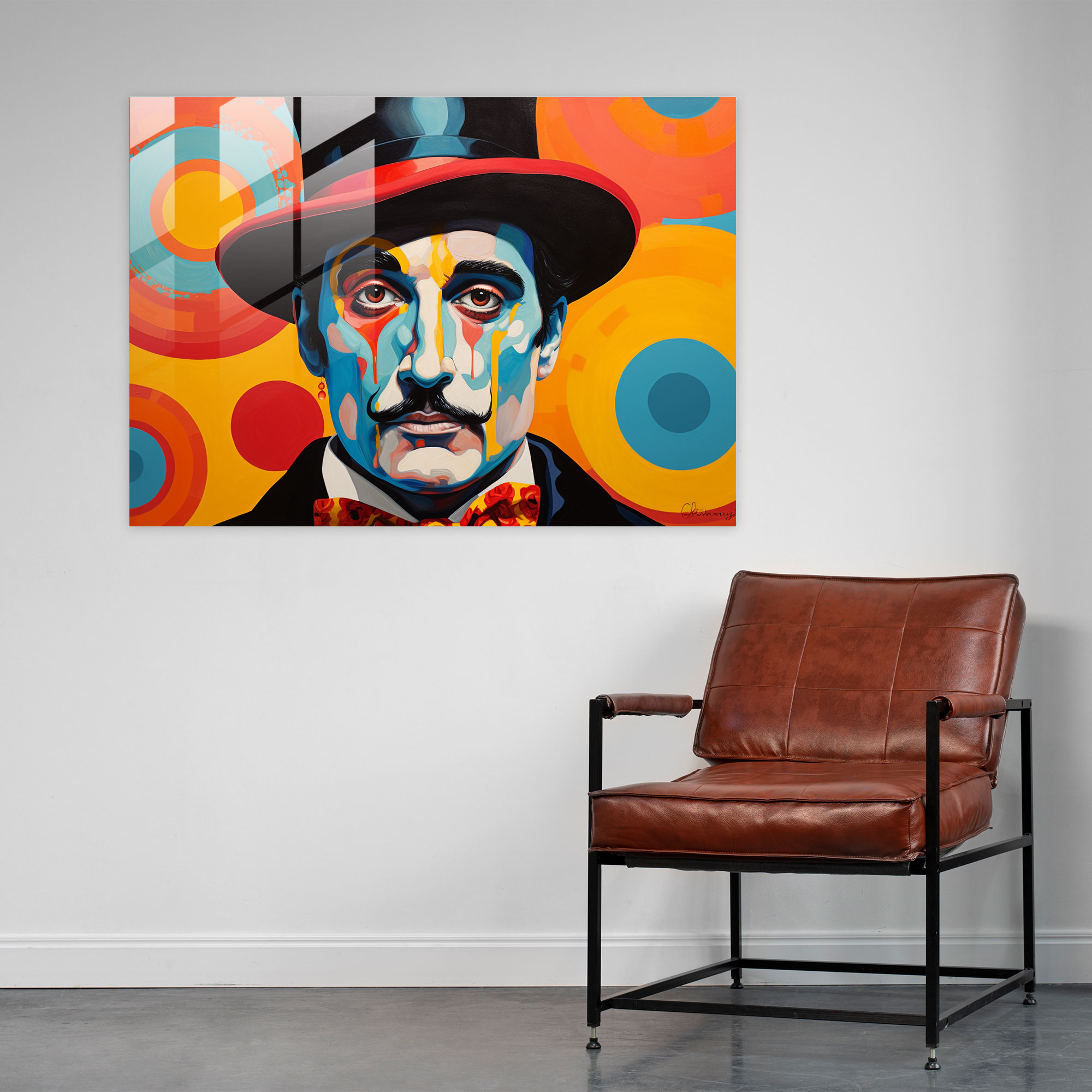 Glasbild Zirkus im Pop-Art-Stil - Zirkus Glasbild Glaswandkunst Wanddekoration