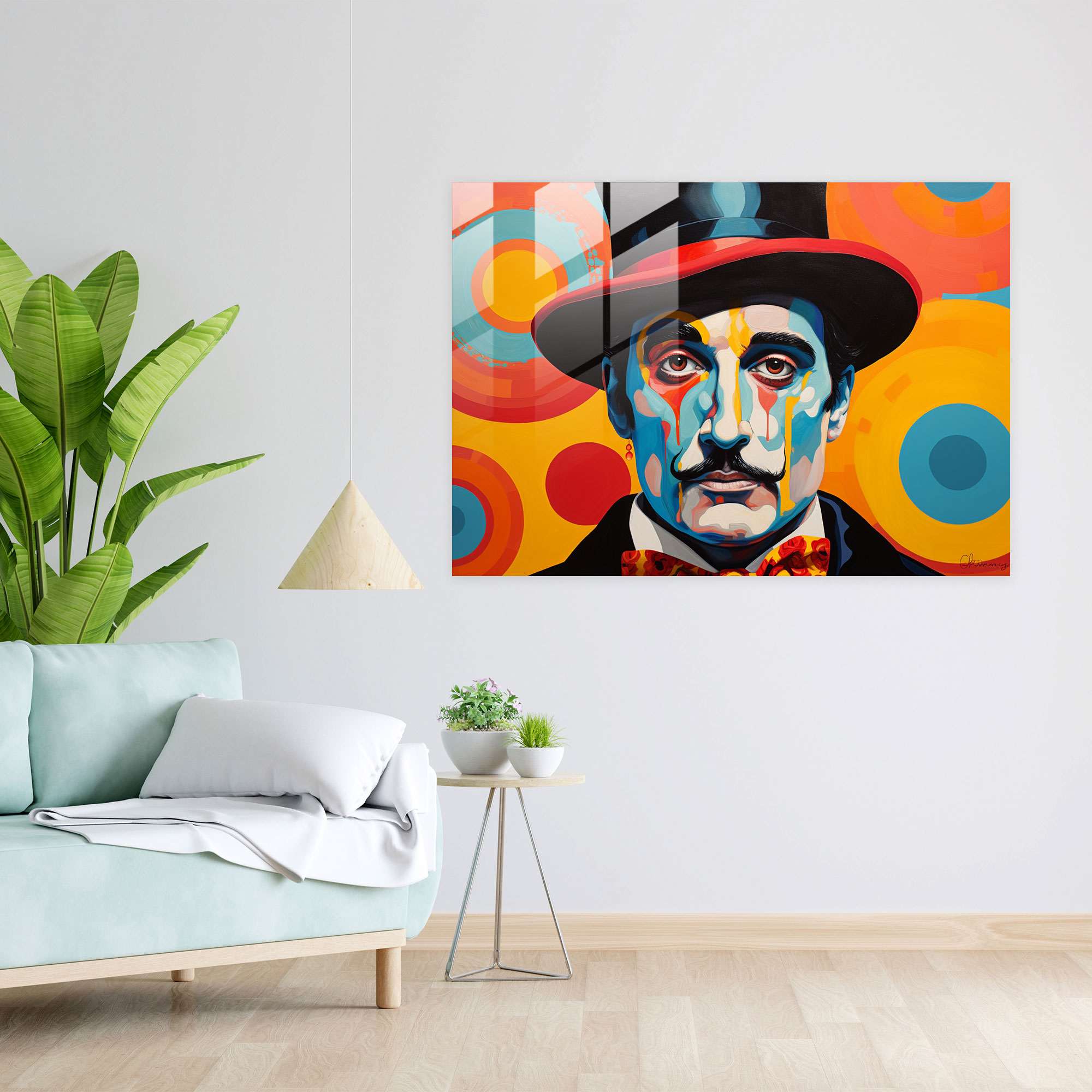 Glasbild Zirkus im Pop-Art-Stil - Zirkus Glasbild Glaswandkunst Wanddekoration