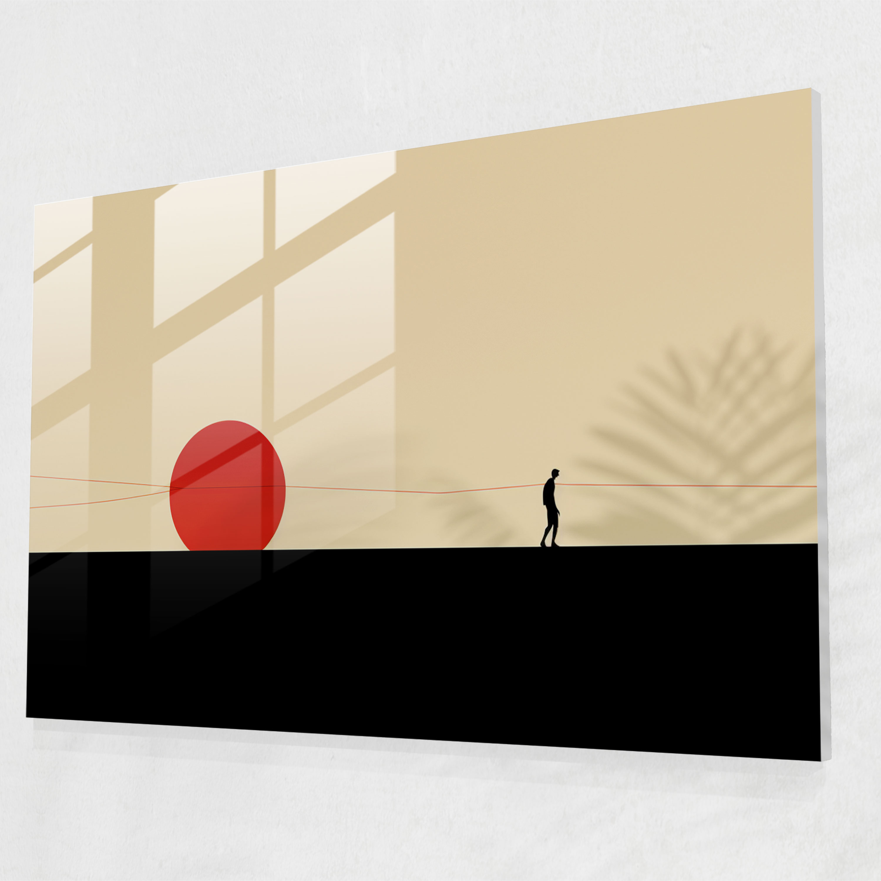 Zirkus Glasbild im minimalistischen Stil - Zirkus Illustration für die moderne Wohnraumgestaltung