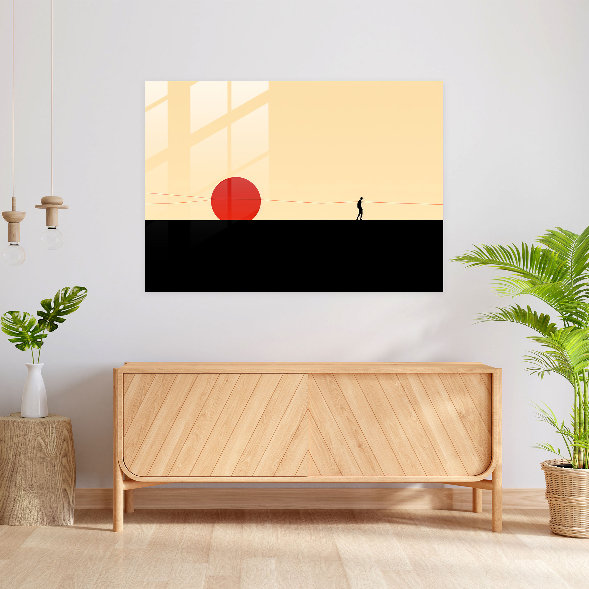 Zirkus Glasbild im minimalistischen Stil - Zirkus Illustration für die moderne Wohnraumgestaltung