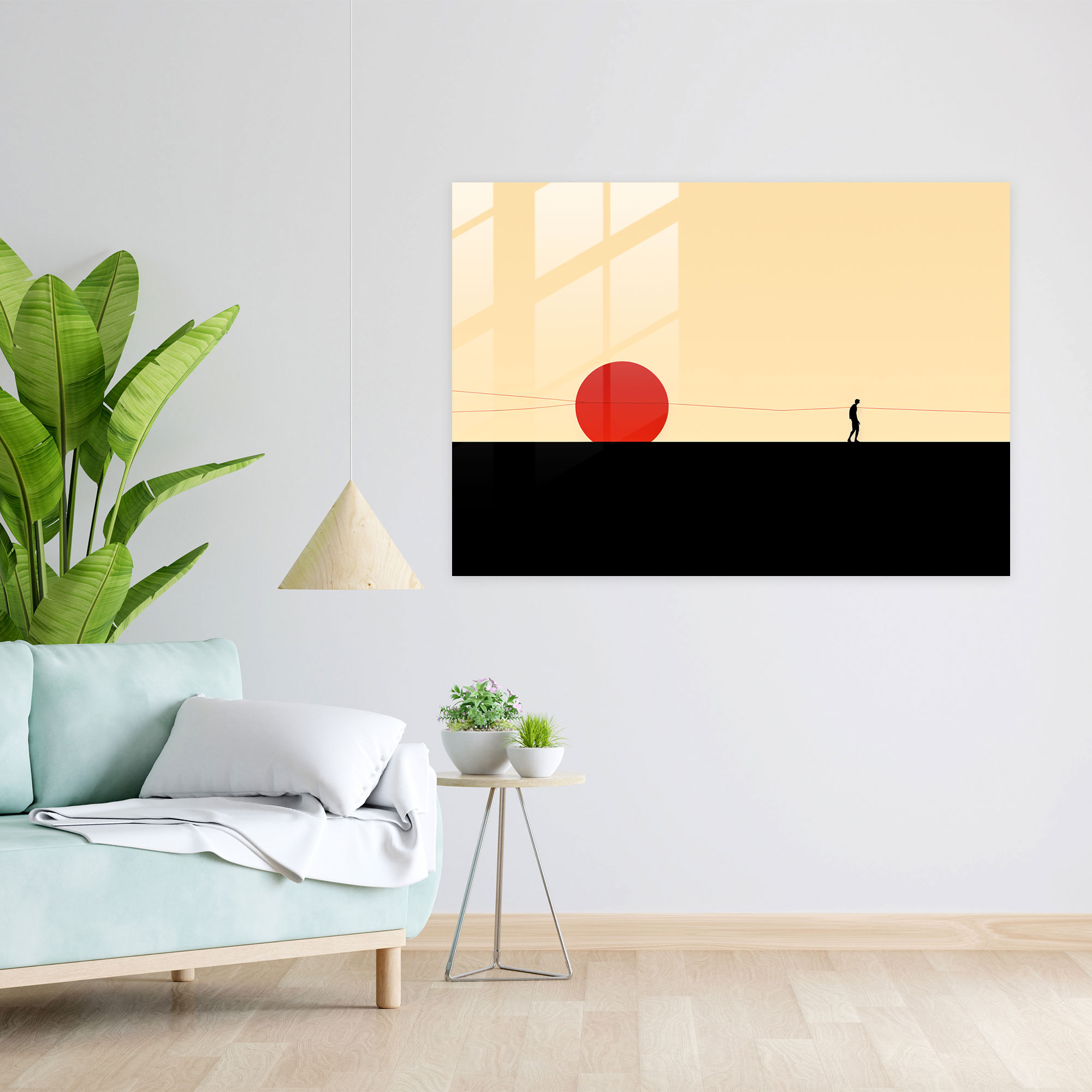 Zirkus Glasbild im minimalistischen Stil - Zirkus Illustration für die moderne Wohnraumgestaltung
