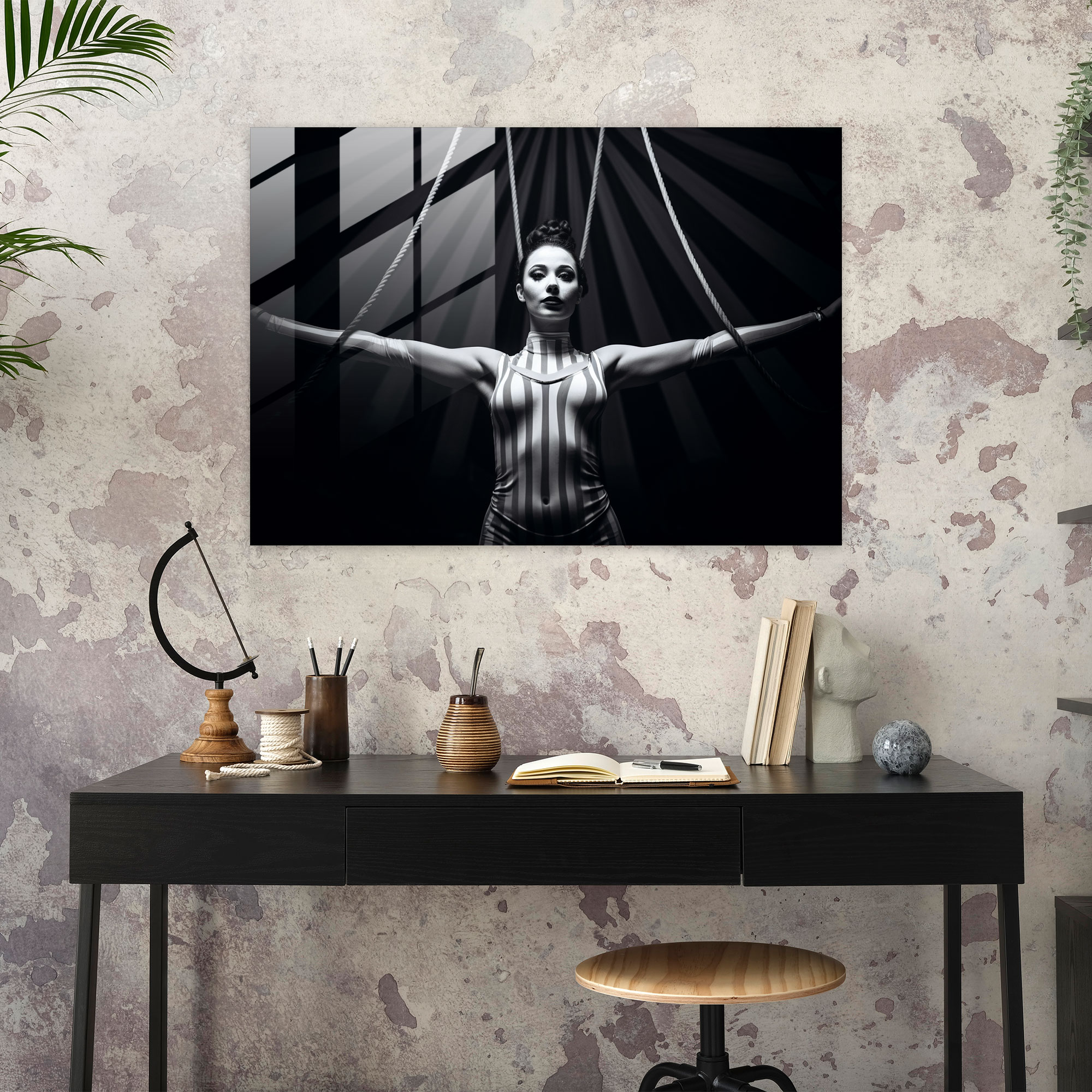 Moderne Zirkus Glasbild - Zirkus Wohnkultur Glaswandkunst Wanddekoration.