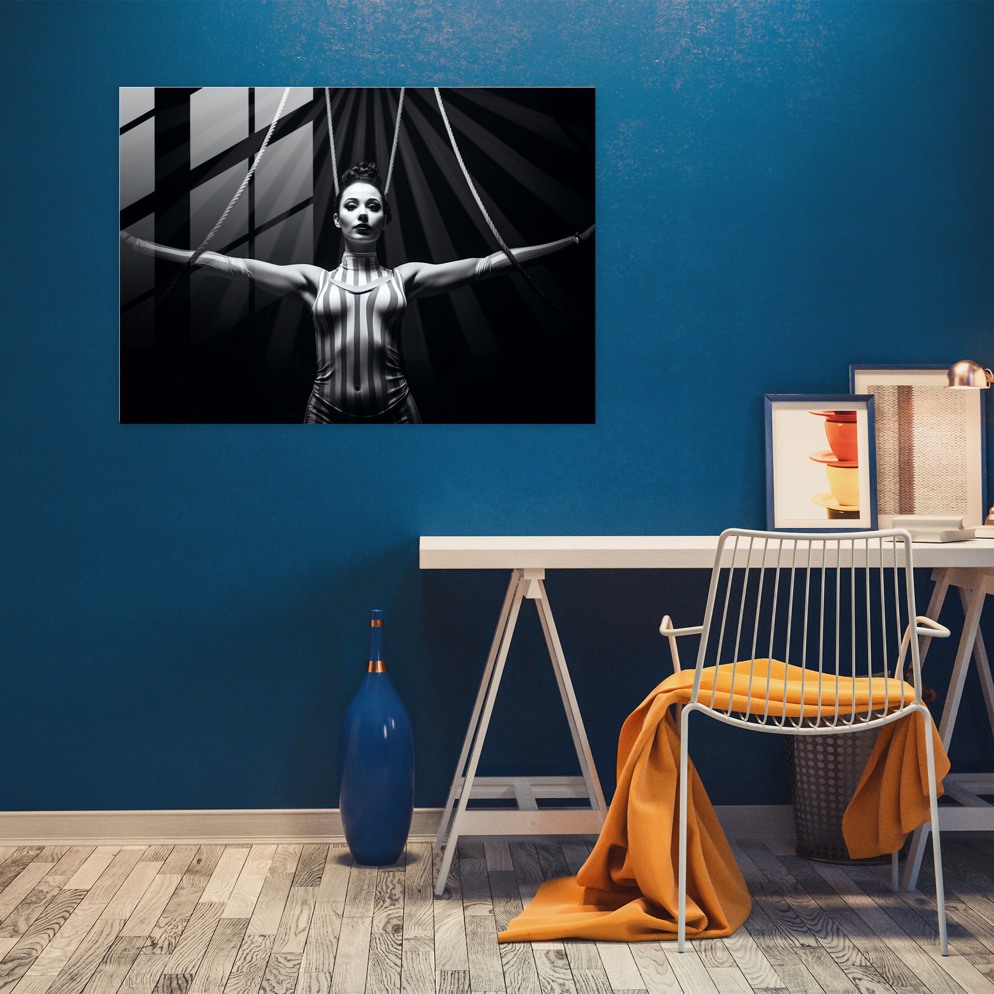 Moderne Zirkus Glasbild - Zirkus Wohnkultur Glaswandkunst Wanddekoration.