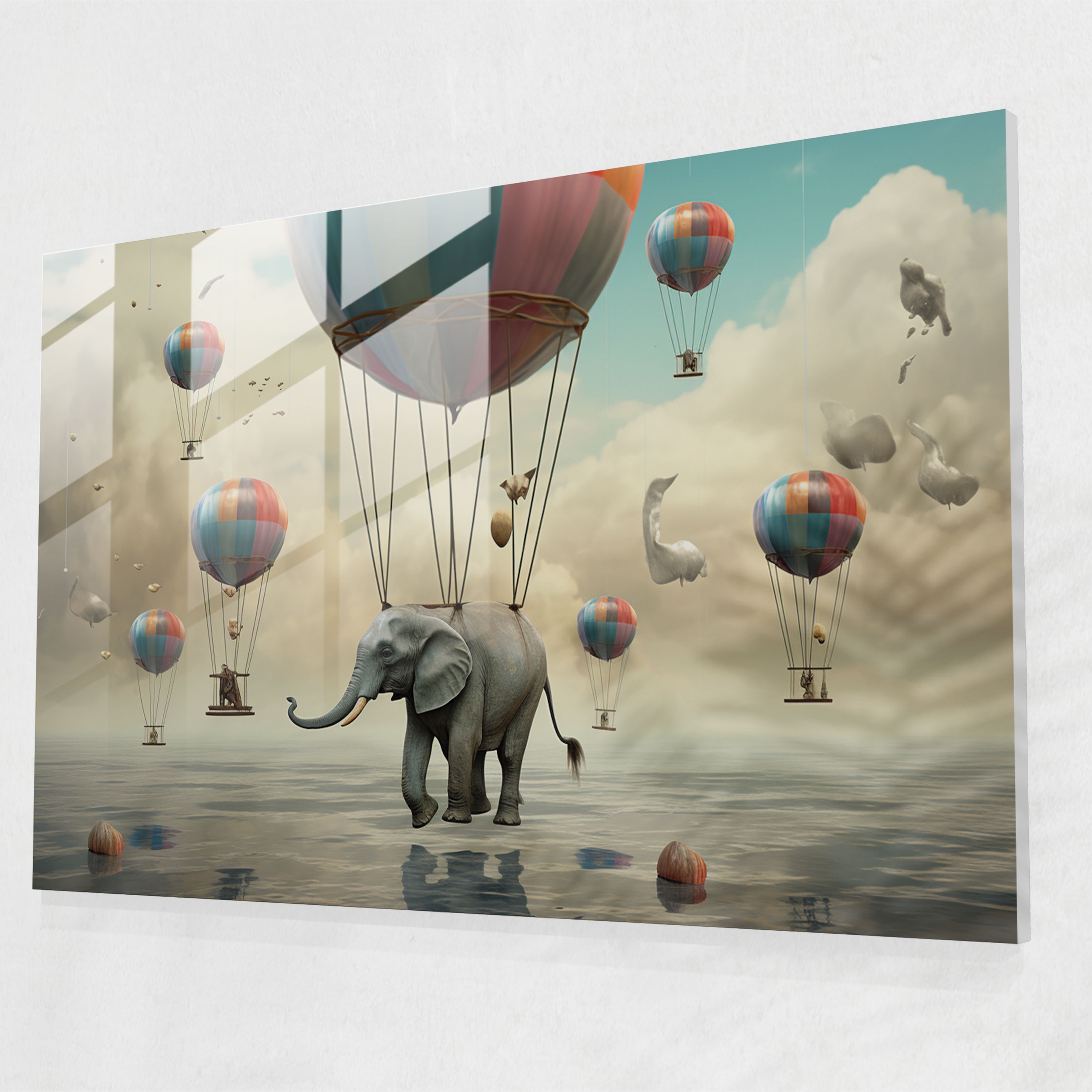 Glasbild Zirkusbalance - Circus Glas Kunst Digitales Gemälde Balance