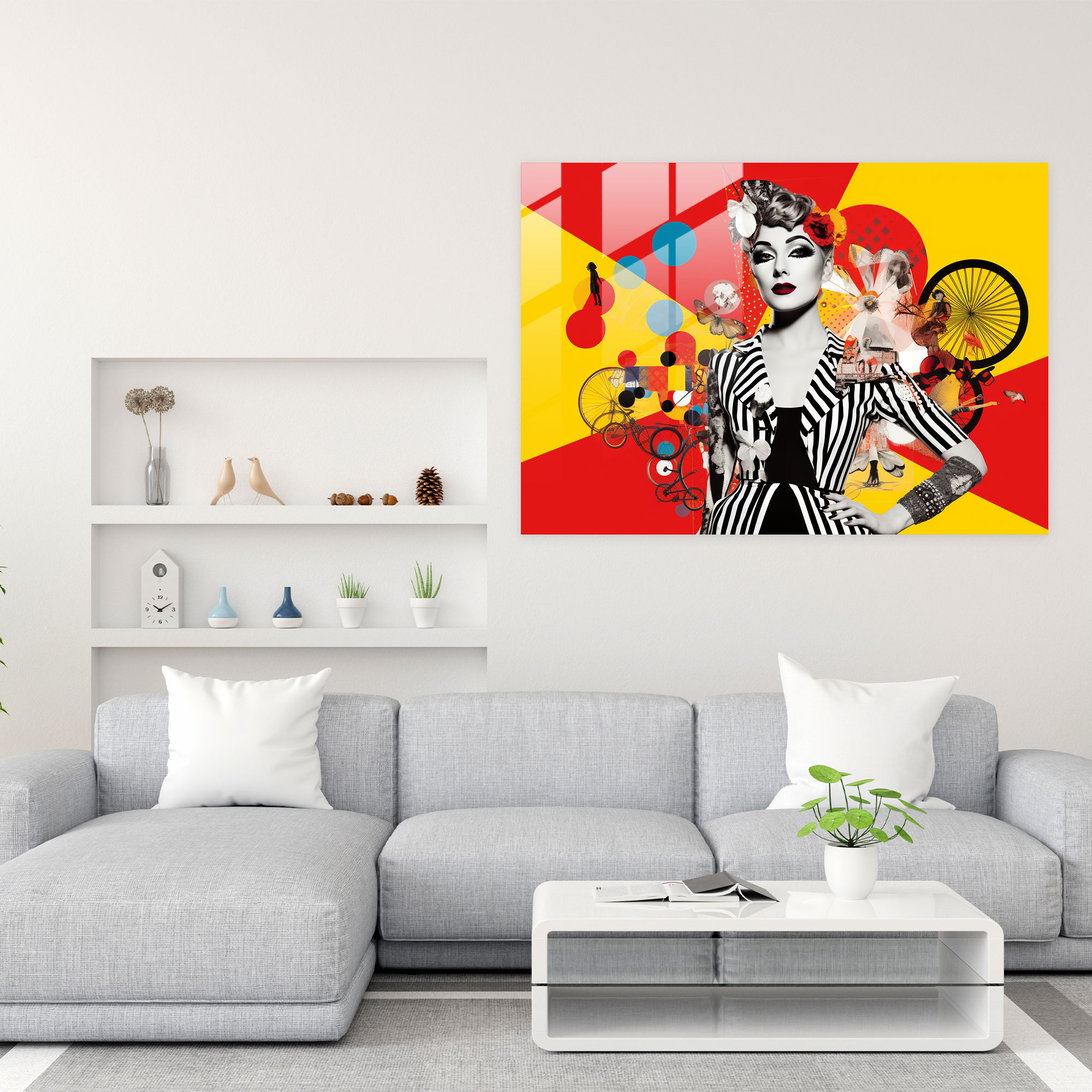 Glasbild Zirkus-Collage - Zirkus Wohn-Deko lebhaftes Design Pop-Art-Collage