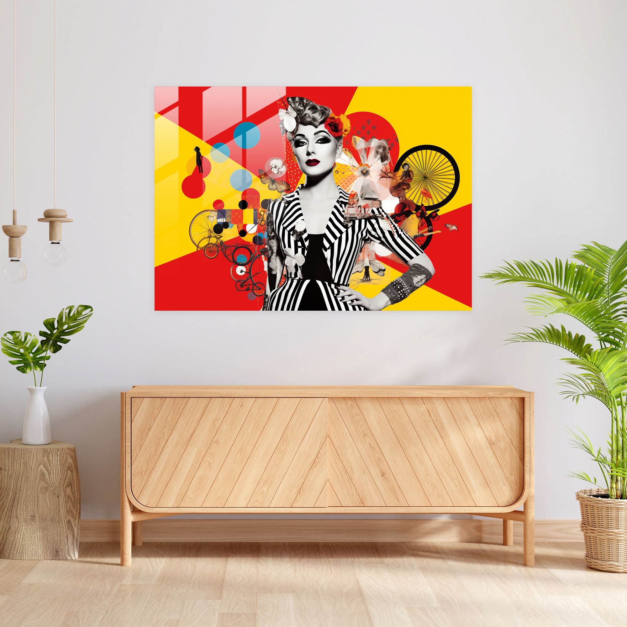 Glasbild Zirkus-Collage - Zirkus Wohn-Deko lebhaftes Design Pop-Art-Collage