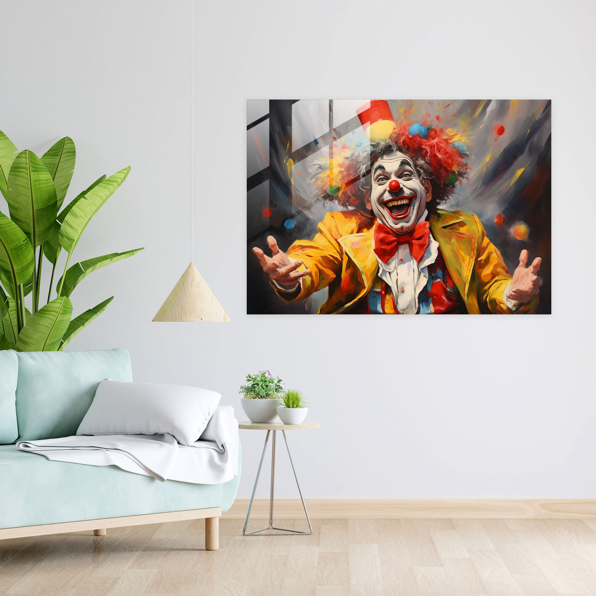 Frohes Zirkus Glasbild - Zirkus Glasbild Ölgemälde auf Leinwand Zirkus Clown