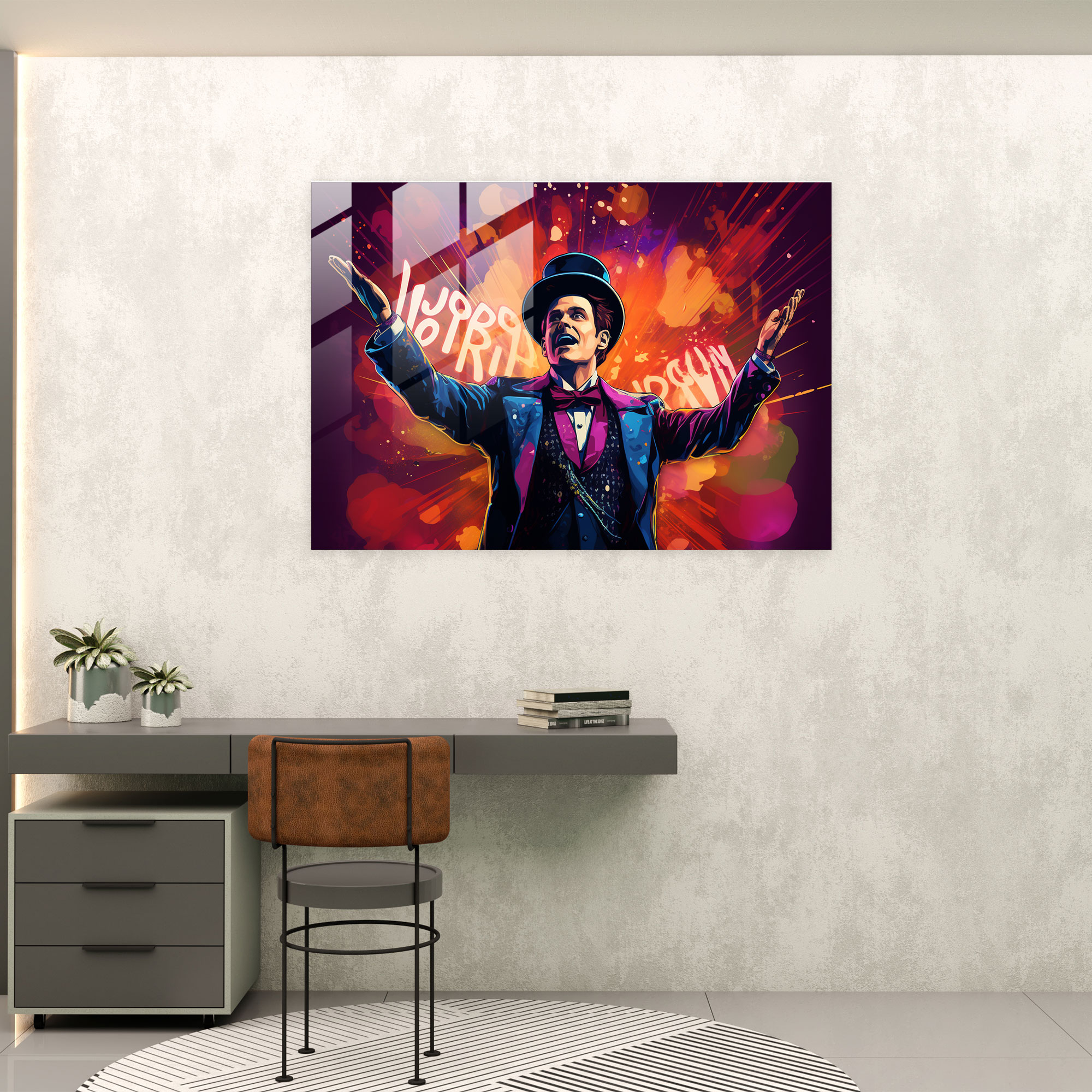 Lebendiges Zirkusmeister Glasbild - Zirkus Zuhause Dekoration Pop-Art inspiriert Zirkus Glas Kunst