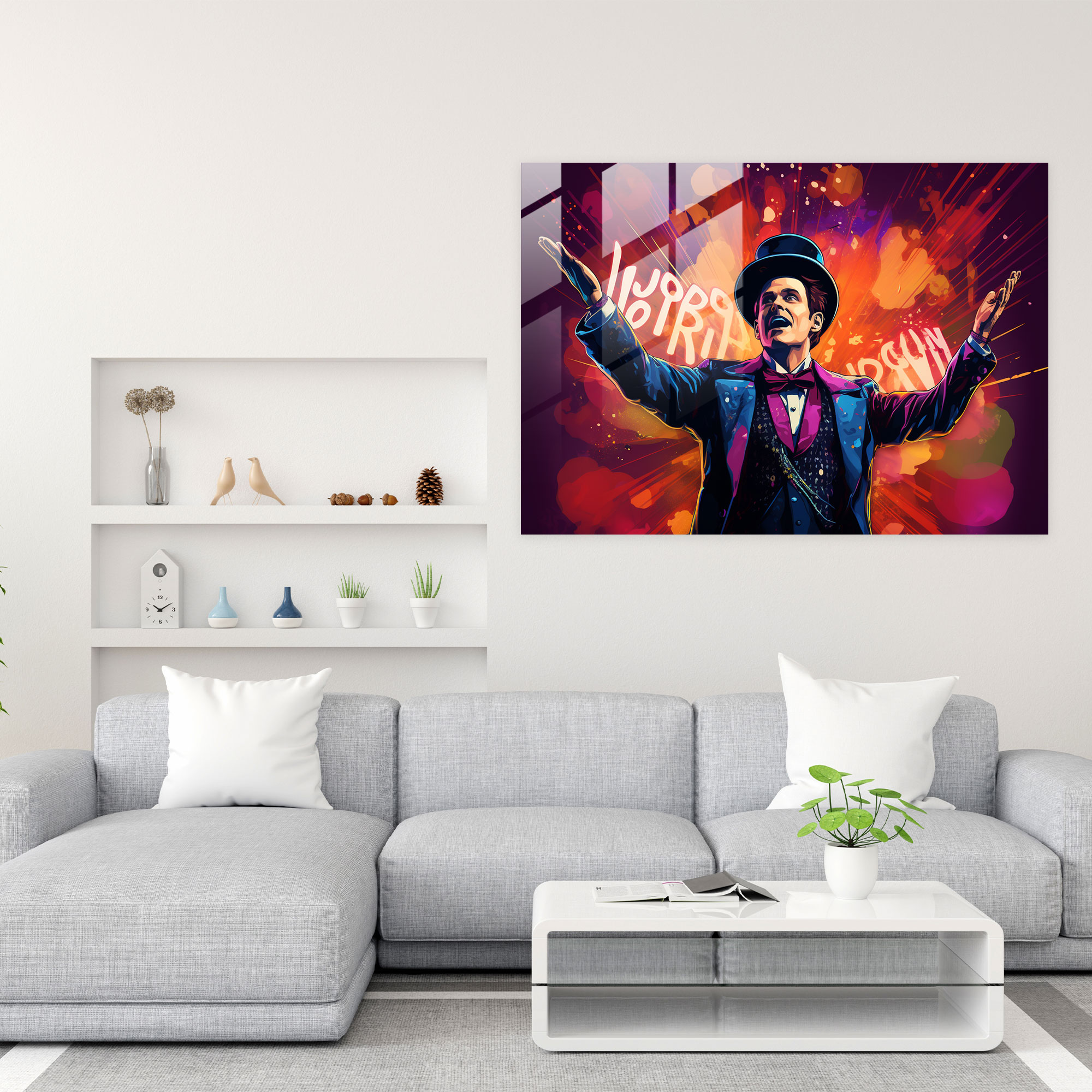 Lebendiges Zirkusmeister Glasbild - Zirkus Zuhause Dekoration Pop-Art inspiriert Zirkus Glas Kunst