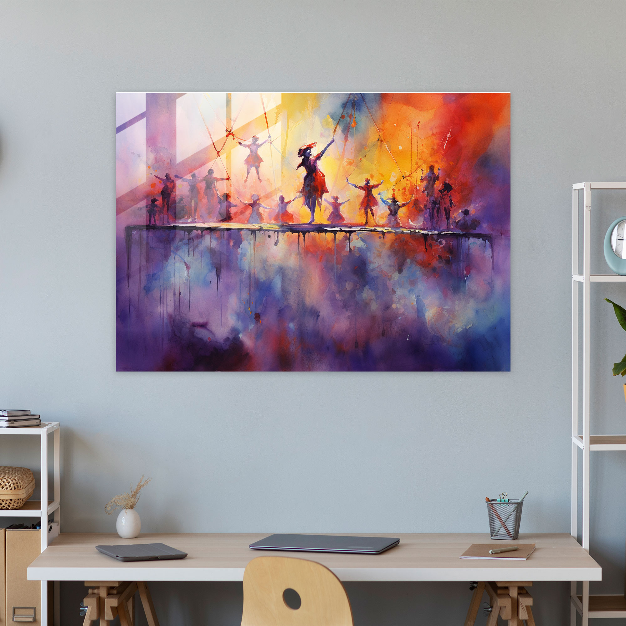 Glasbild Hochseilakt Zirkus - Zirkus Zirkusartisten Wanddekoration Wohnkultur