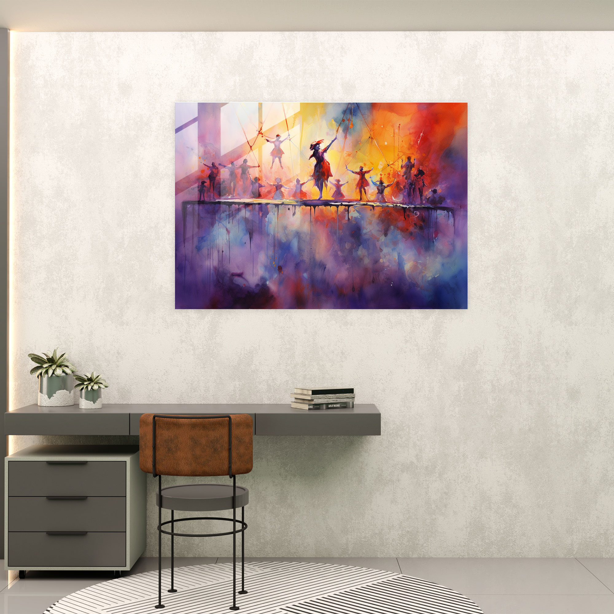 Glasbild Hochseilakt Zirkus - Zirkus Zirkusartisten Wanddekoration Wohnkultur