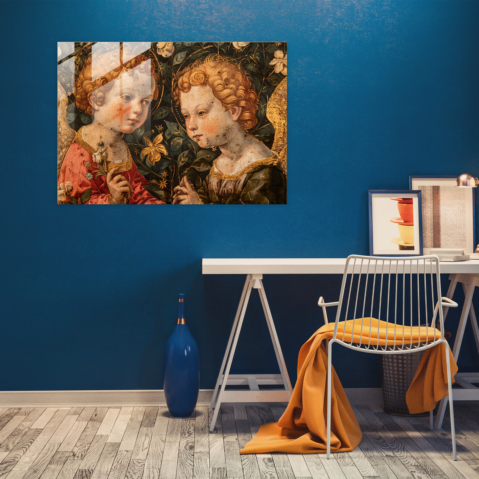 Klasik Ev Dekorasyonu: Bir Bahçede Melekler - Kanvas Tablo Modern Sanat
