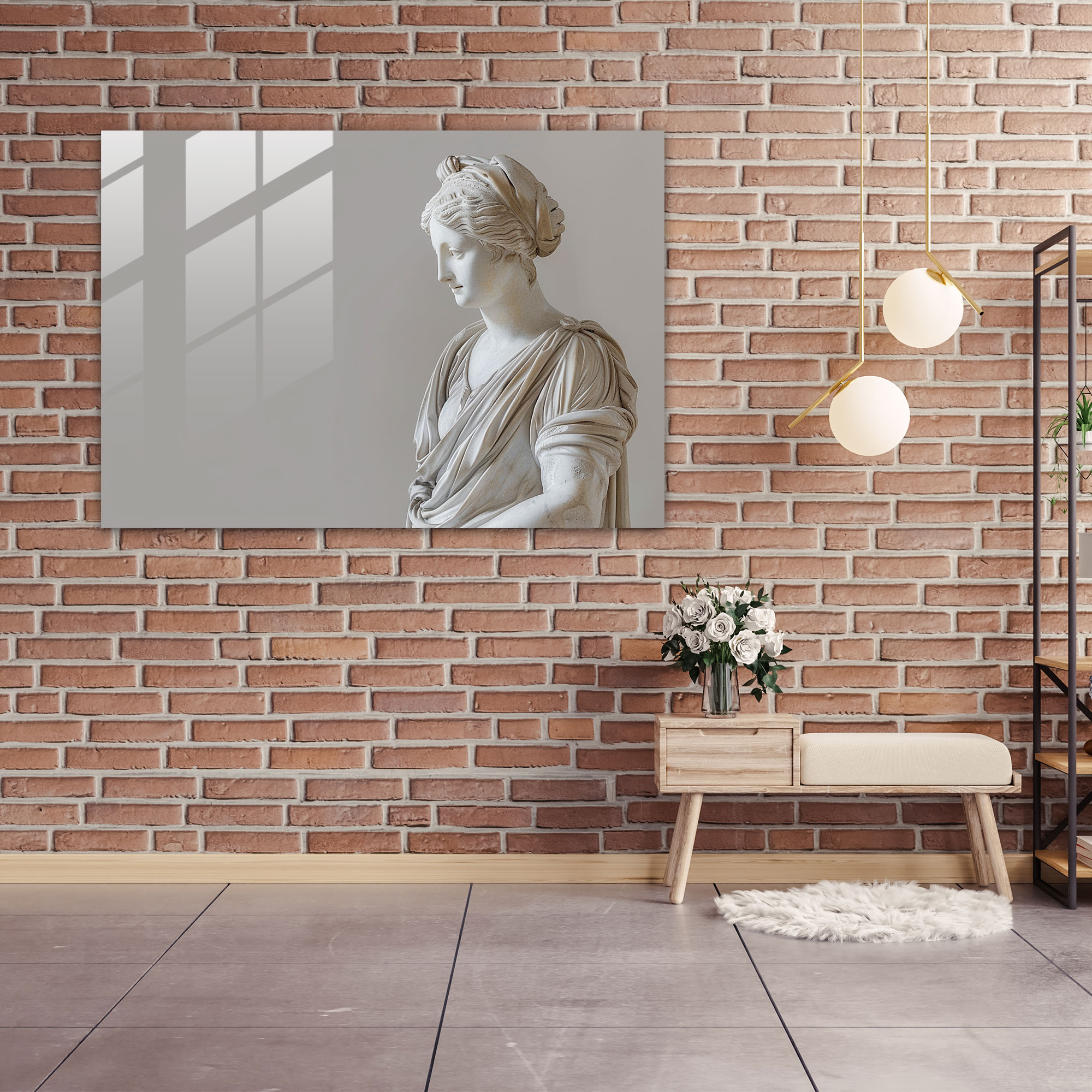 Klasik Duvar Dekorasyonu: Neoklasik Kadın - Klasik Sanat Cam Tablo Modern Sanat