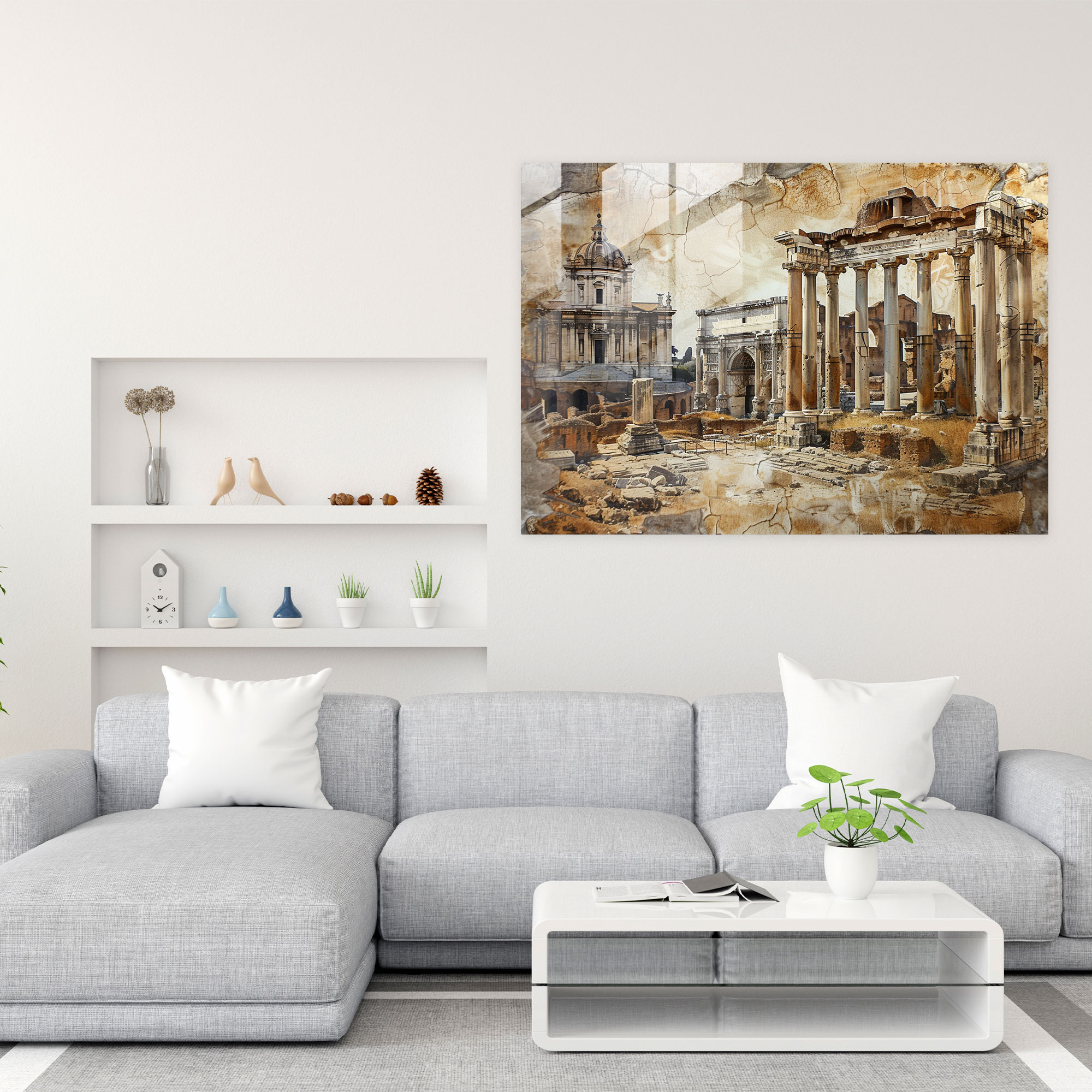 Klasik Cam Duvar Sanatı - Roma Yapısı - Duvar Dekorasyonu Cam Tablo