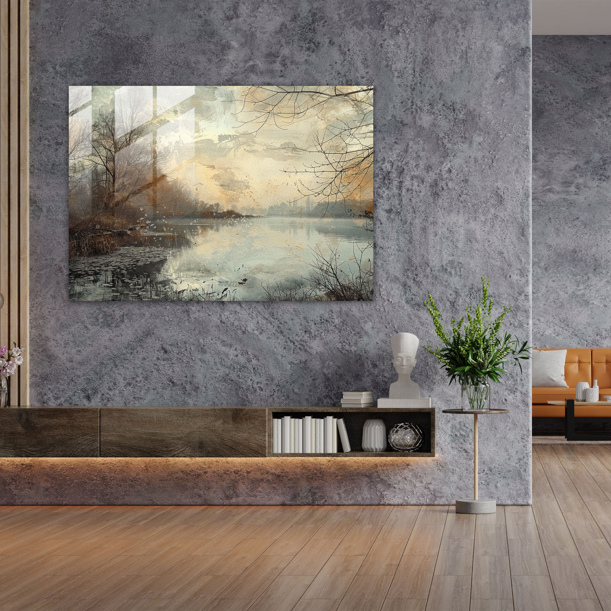 Klasik Cam Duvar Sanatı - Rönesans Manzarası - Modern Sanat Cam Tablo