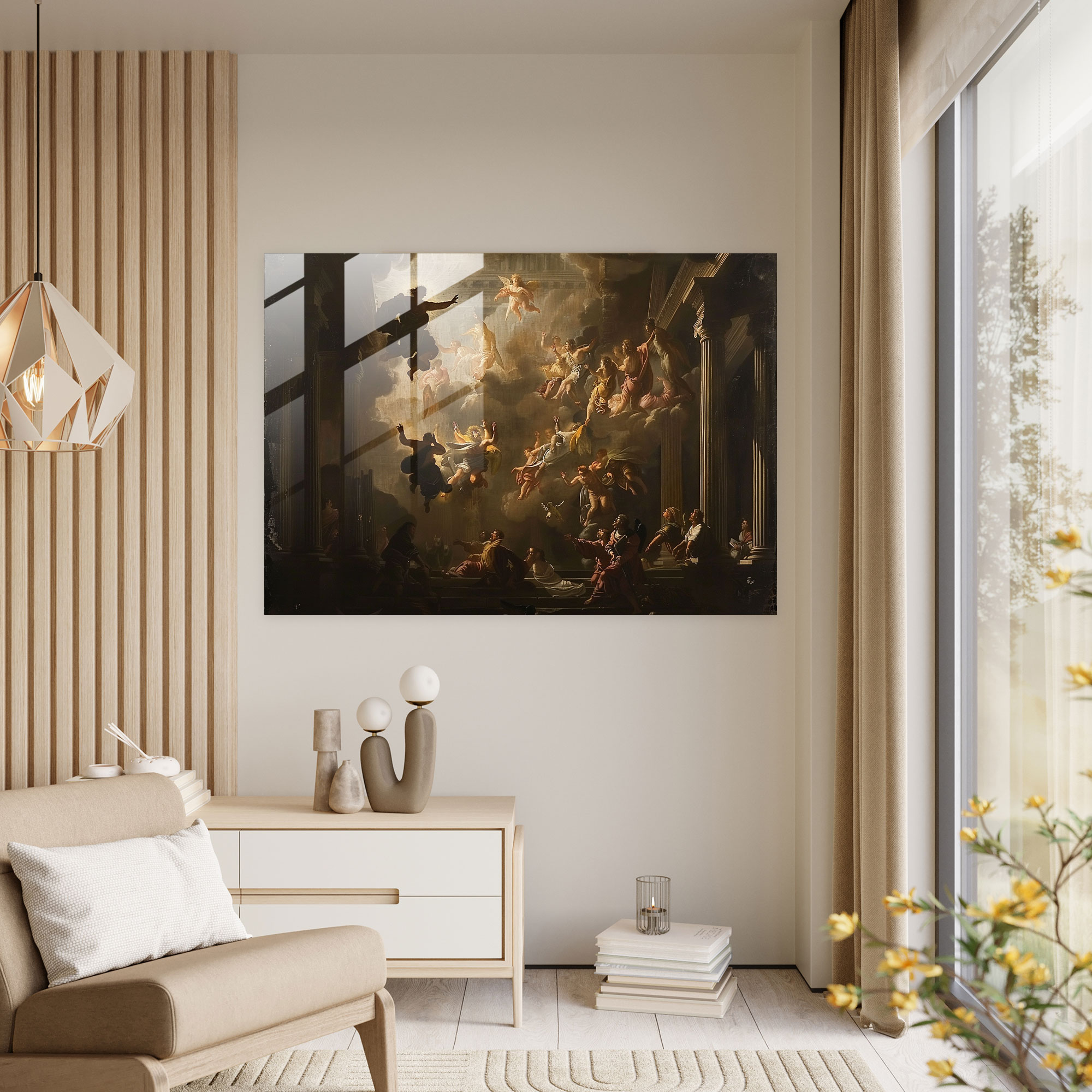 Klasik Cam Tablo Barok Resim - Klasik Tasarım Zengin Renkler Duvar Dekorasyonu Klasik Sanat