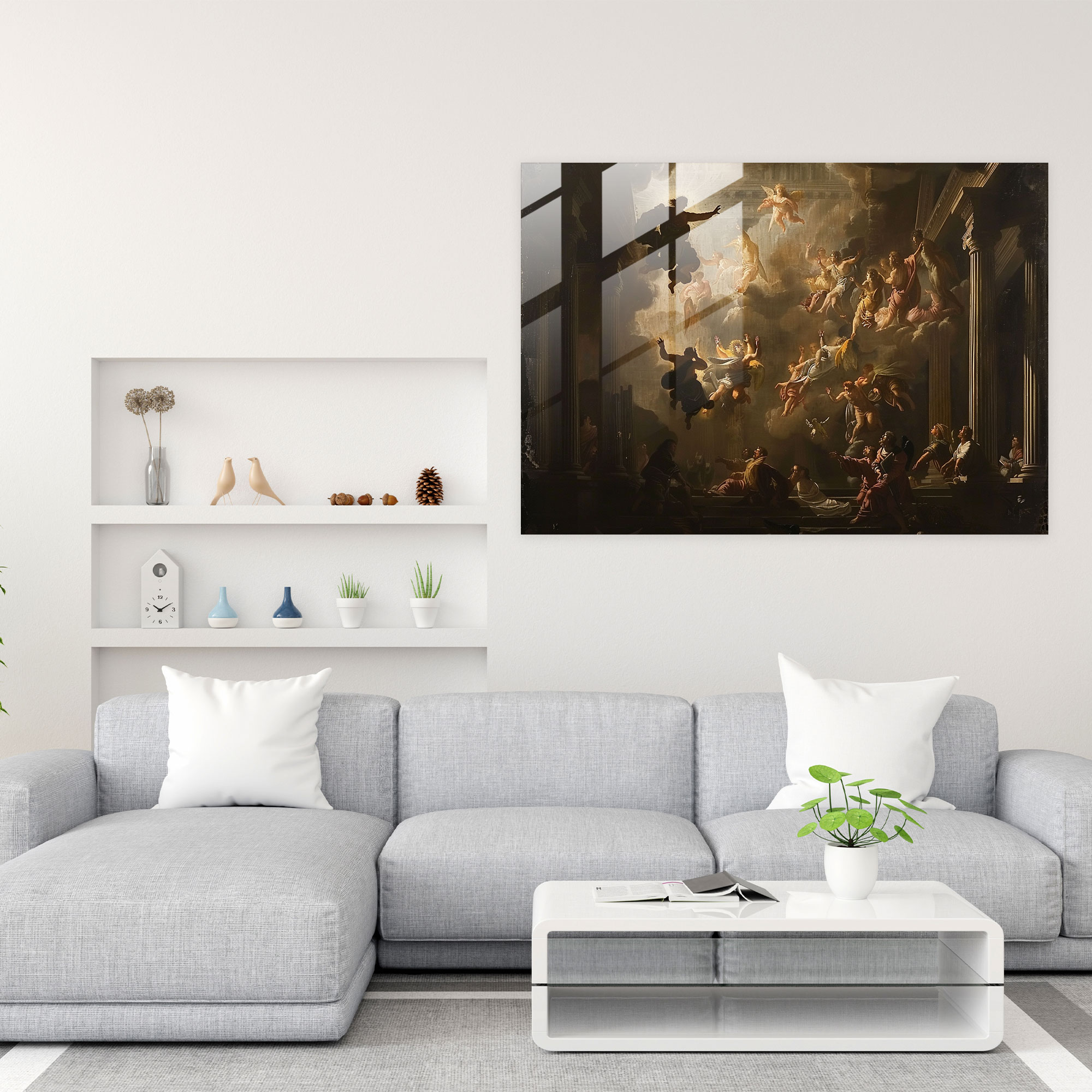 Klasik Cam Tablo Barok Resim - Klasik Tasarım Zengin Renkler Duvar Dekorasyonu Klasik Sanat
