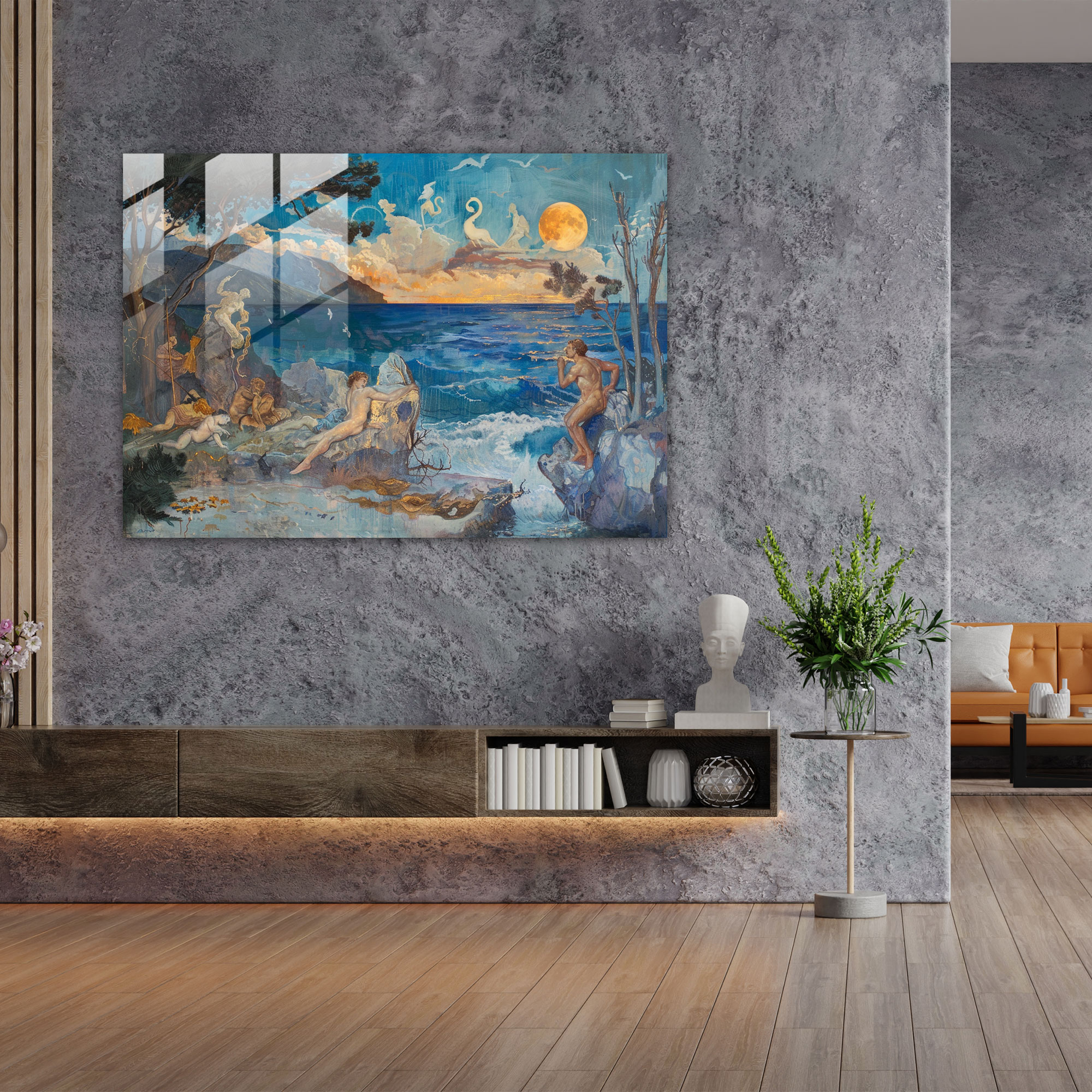 Klasik Modern Sanat - Klasik Sanat Cam Duvar Tablosu