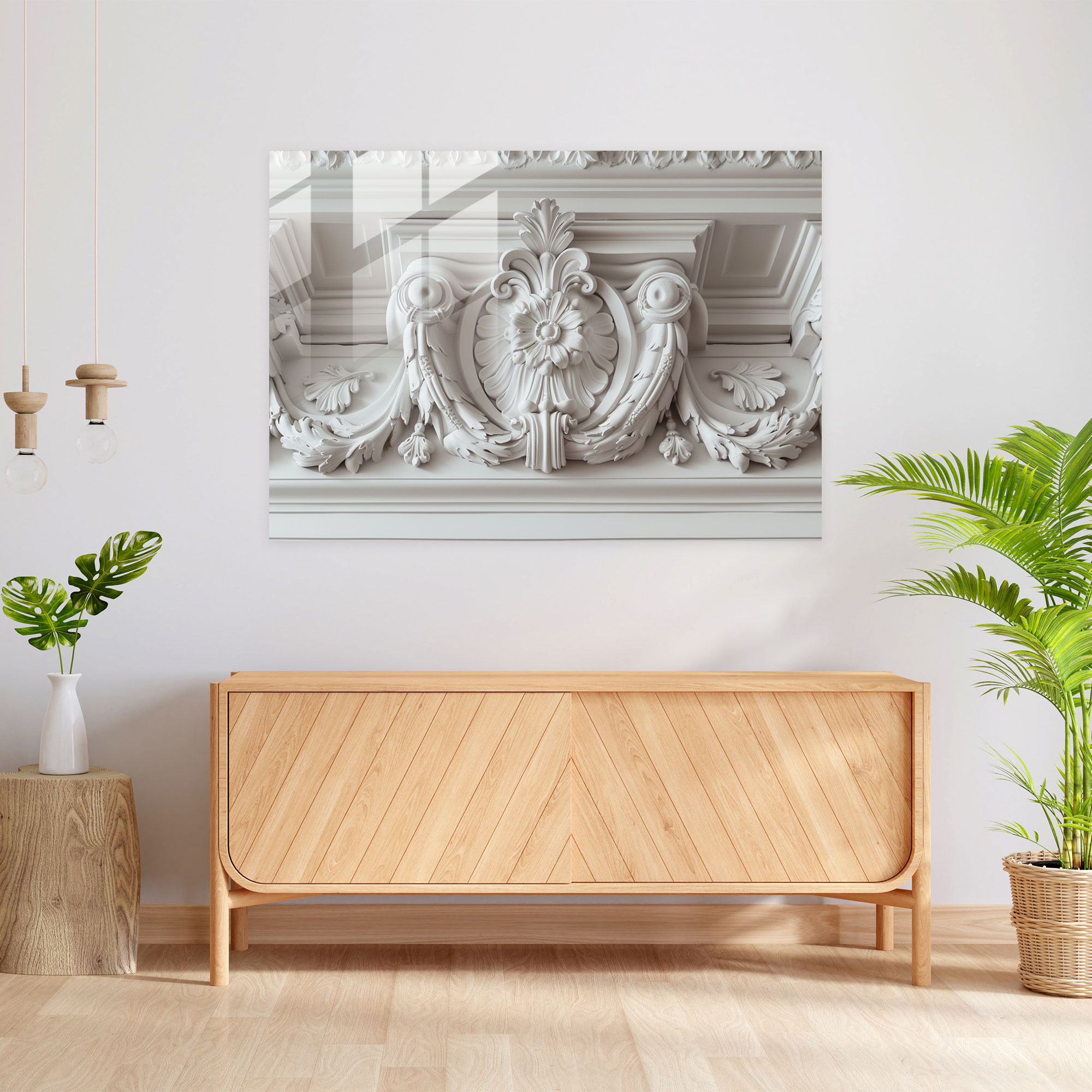 Klasik Ev Dekorasyonu - Neoklasik Mimarlık Detayı - Klasik Modern Sanat Cam Tablo Ev Dekorasyonu