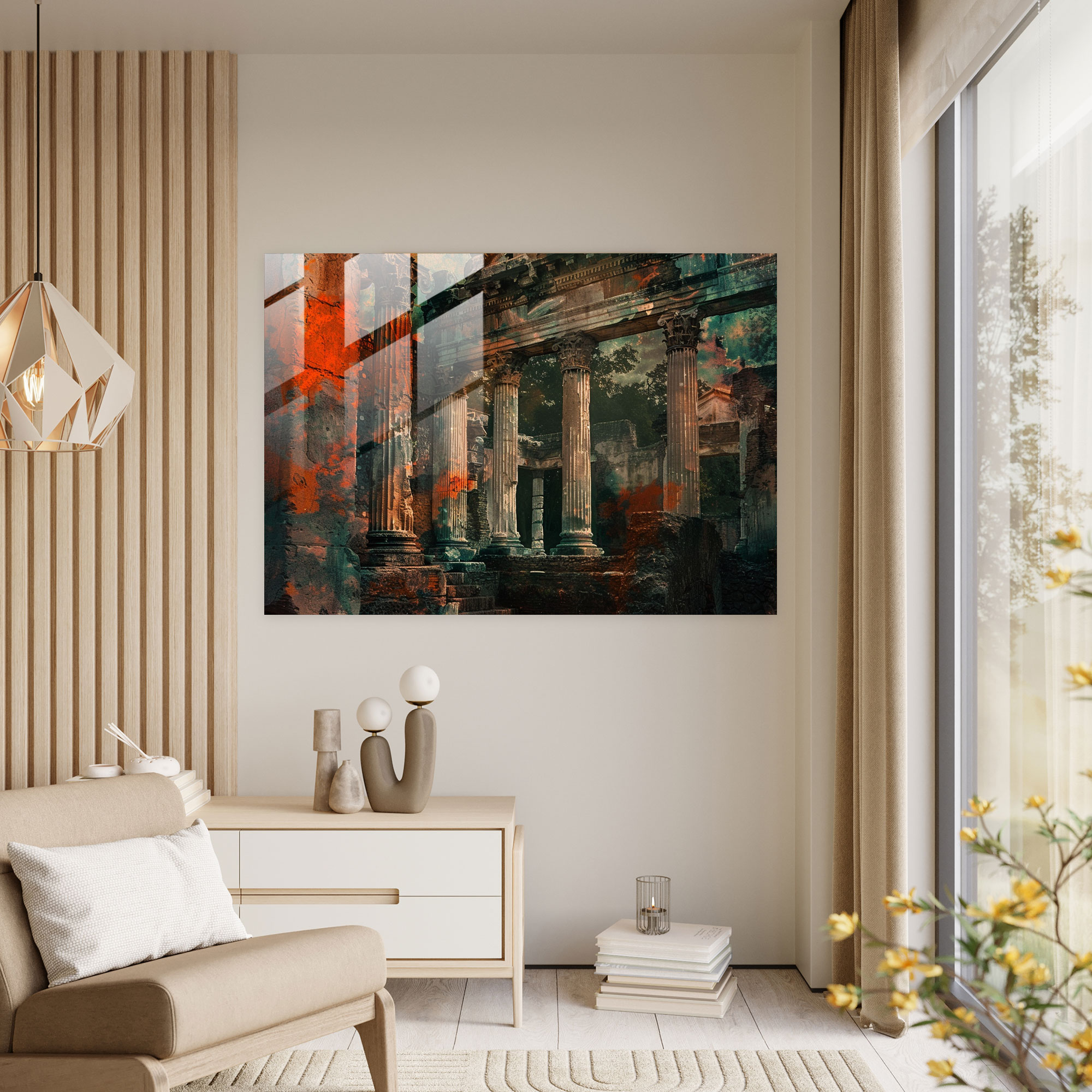 Klasik Cam Tablo - Antik Roma Mimarlık Harabeleri - Klasik Cam Duvar Sanatı Cam Sanatı Modern Sanat