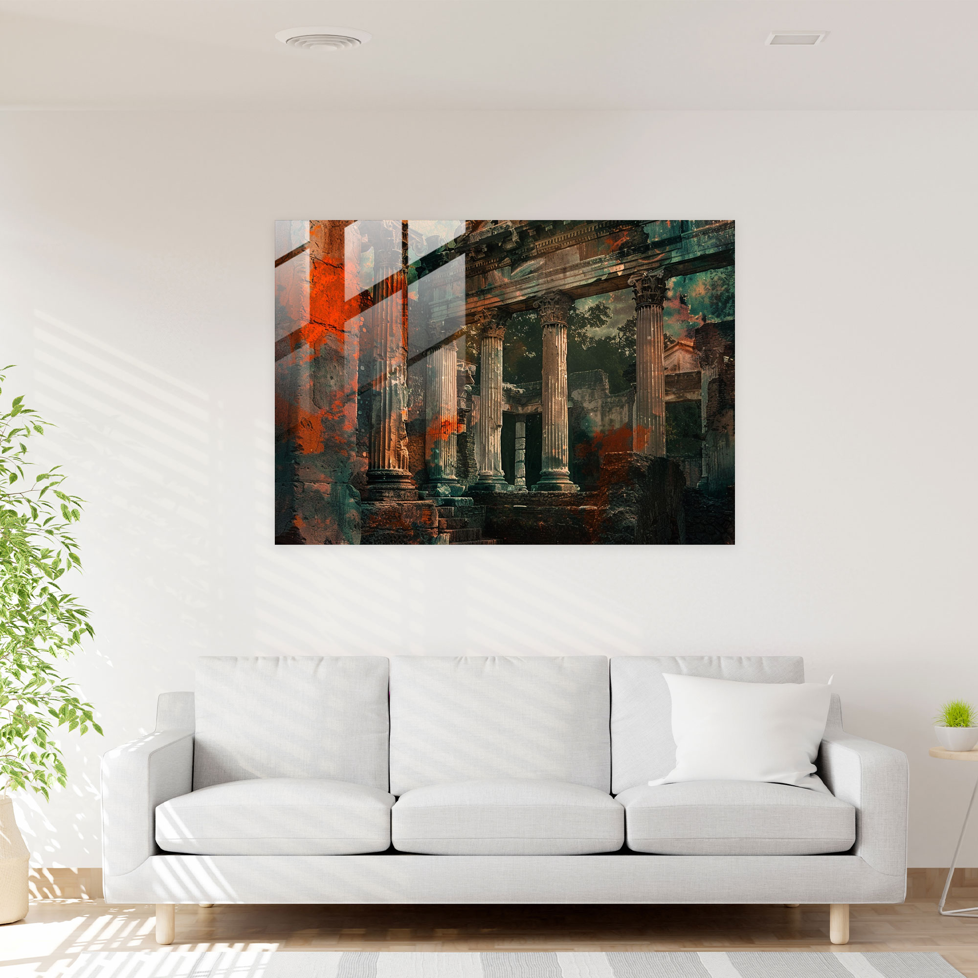 Klasik Cam Tablo - Antik Roma Mimarlık Harabeleri - Klasik Cam Duvar Sanatı Cam Sanatı Modern Sanat