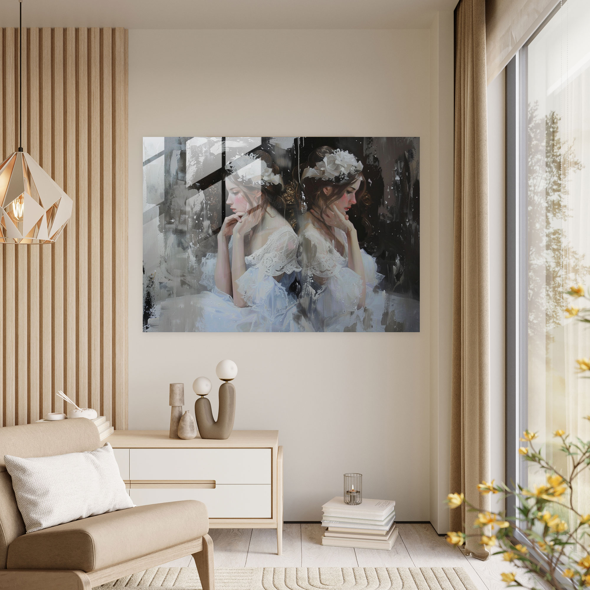 Klasizm Cam Tablo - Klasizm Neoklasik Resim Cam Duvar Sanatı