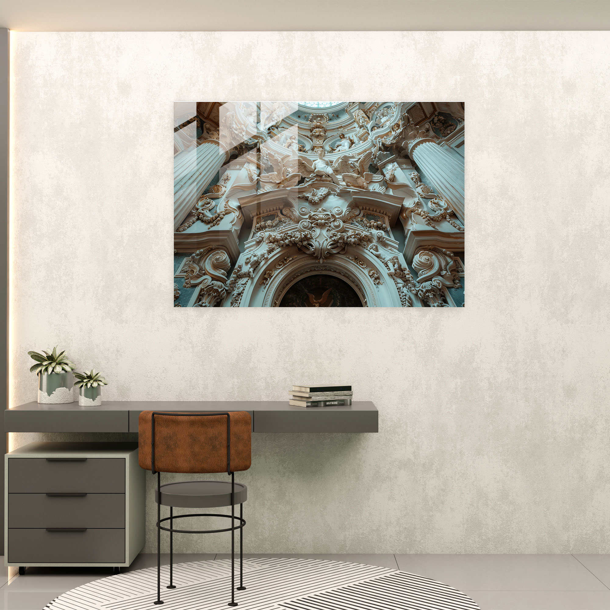 Klasik Duvar Dekorasyonu - Klasik Cam Sanatı Modern Sanat Cam Tablo