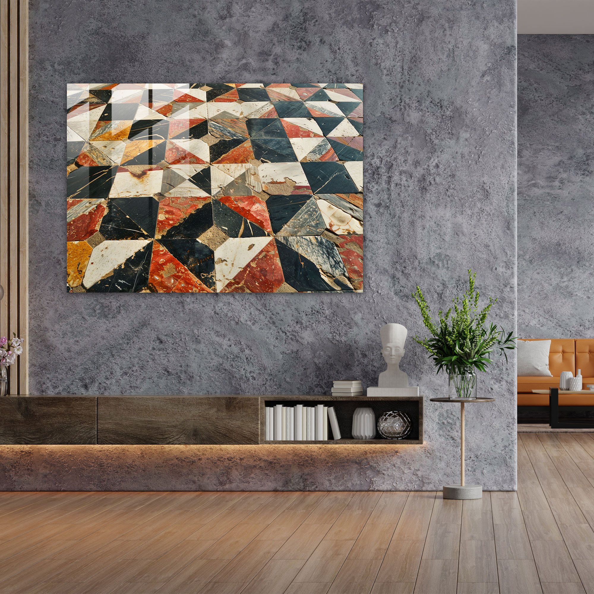 Klasik Cam Sanatı - Geometrik Desenler Antik Yunan Sanatı Duvar Dekorasyonu