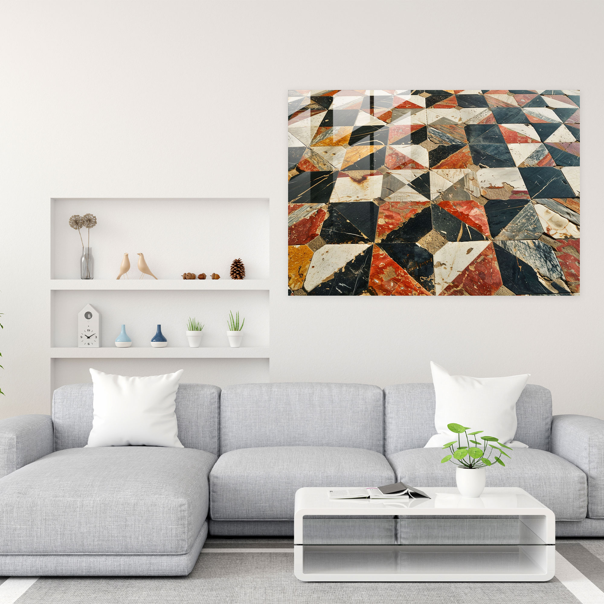 Klasik Cam Sanatı - Geometrik Desenler Antik Yunan Sanatı Duvar Dekorasyonu