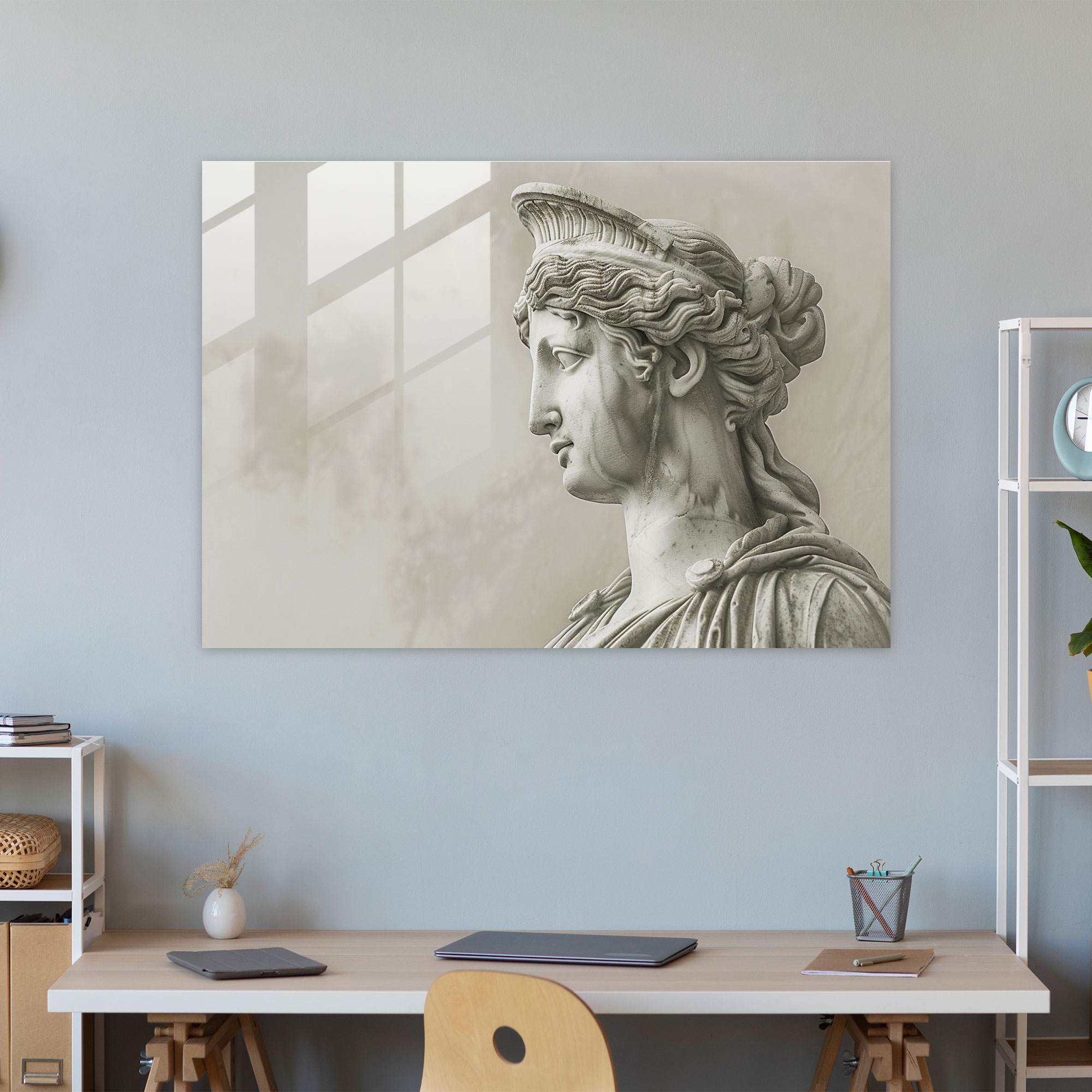 Elegant Yunan Heykeli Cam Tablo: Klasik Tema Duvar Dekorasyonu Ev Dekorasyonu