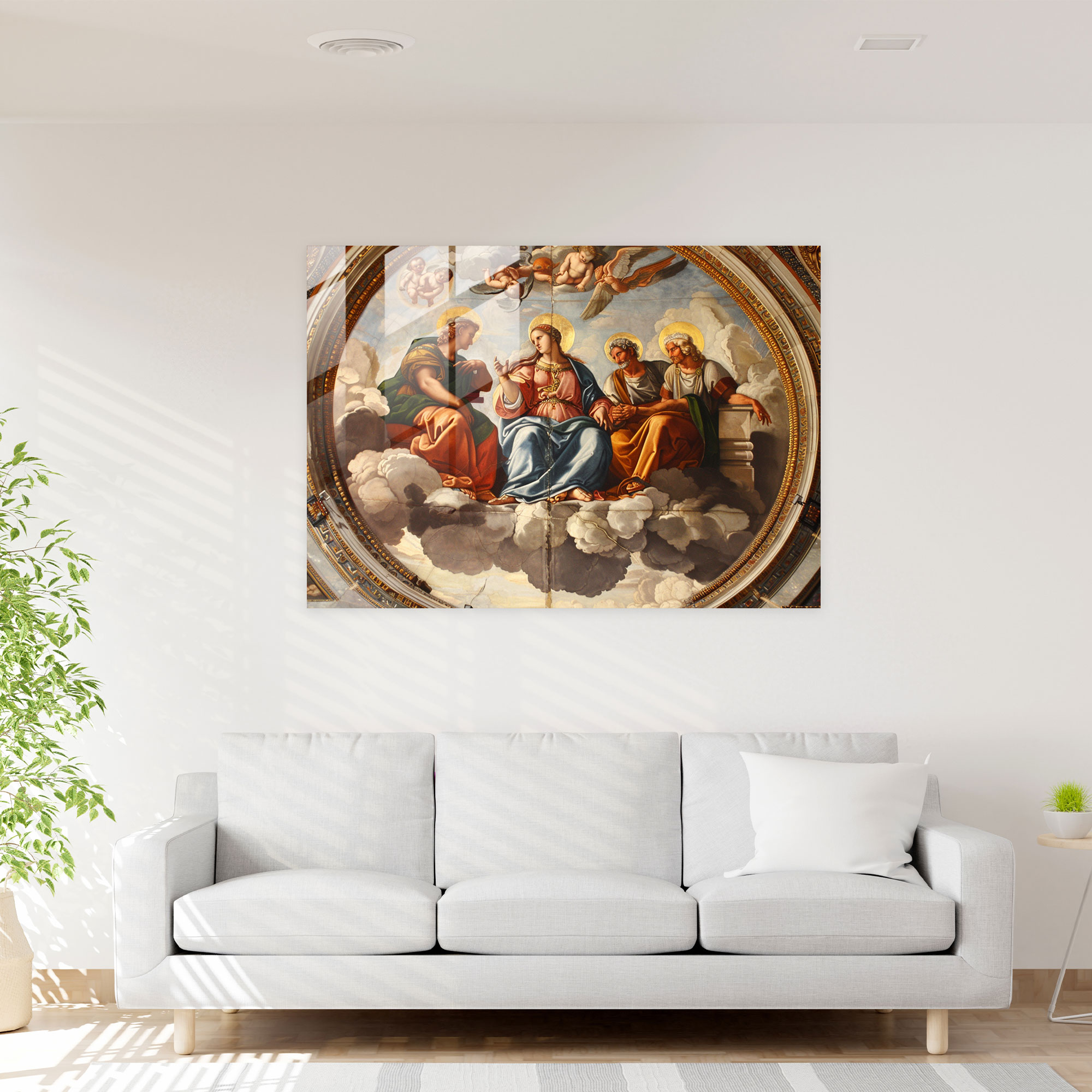 Klasik Duvar Dekorasyonu: Rönesans Tablosu - Klasik Cam Tablo Modern Sanat Cam Duvar Sanatı