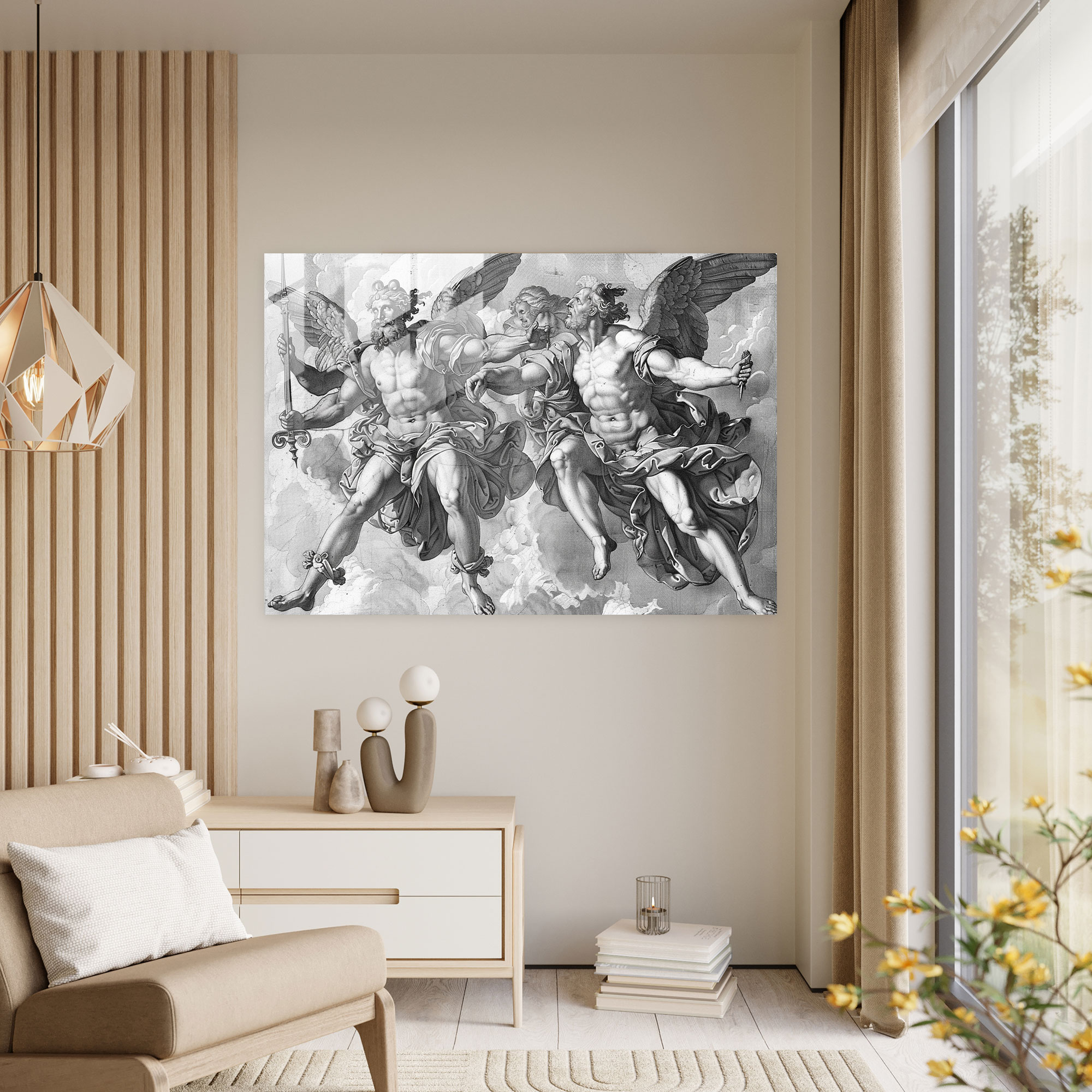 Klasikçilik Cam Sanatı - Mitolojik Tanrılar Cam Tablosu - Duvar Dekorasyonu Ev Dekorasyonu Modern Sanat