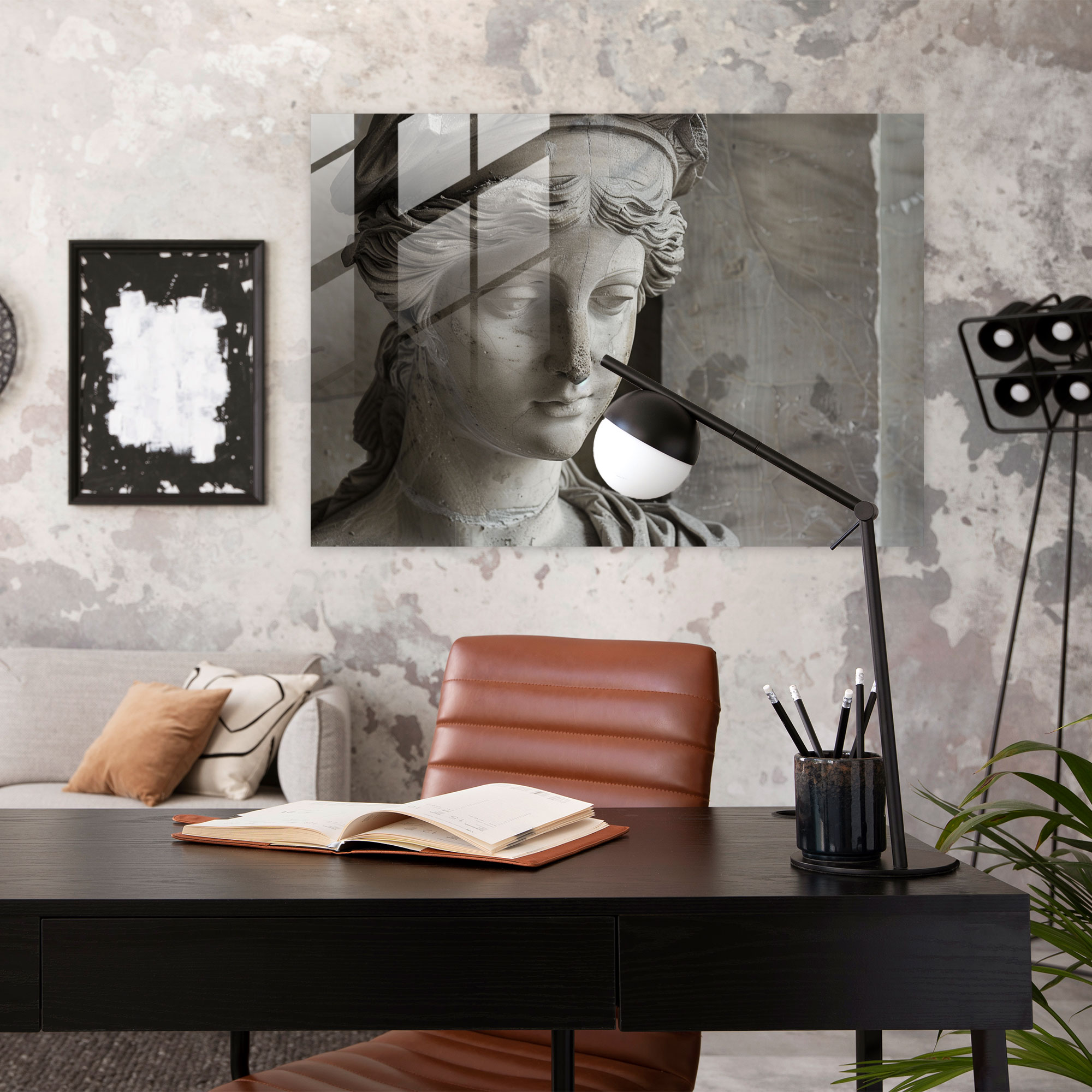 Klasik Cam Sanatı - Rönesans Heykelleri Cam Tablosu - Klasik Cam Duvar Sanatı Cam Sanatı Modern Sanat