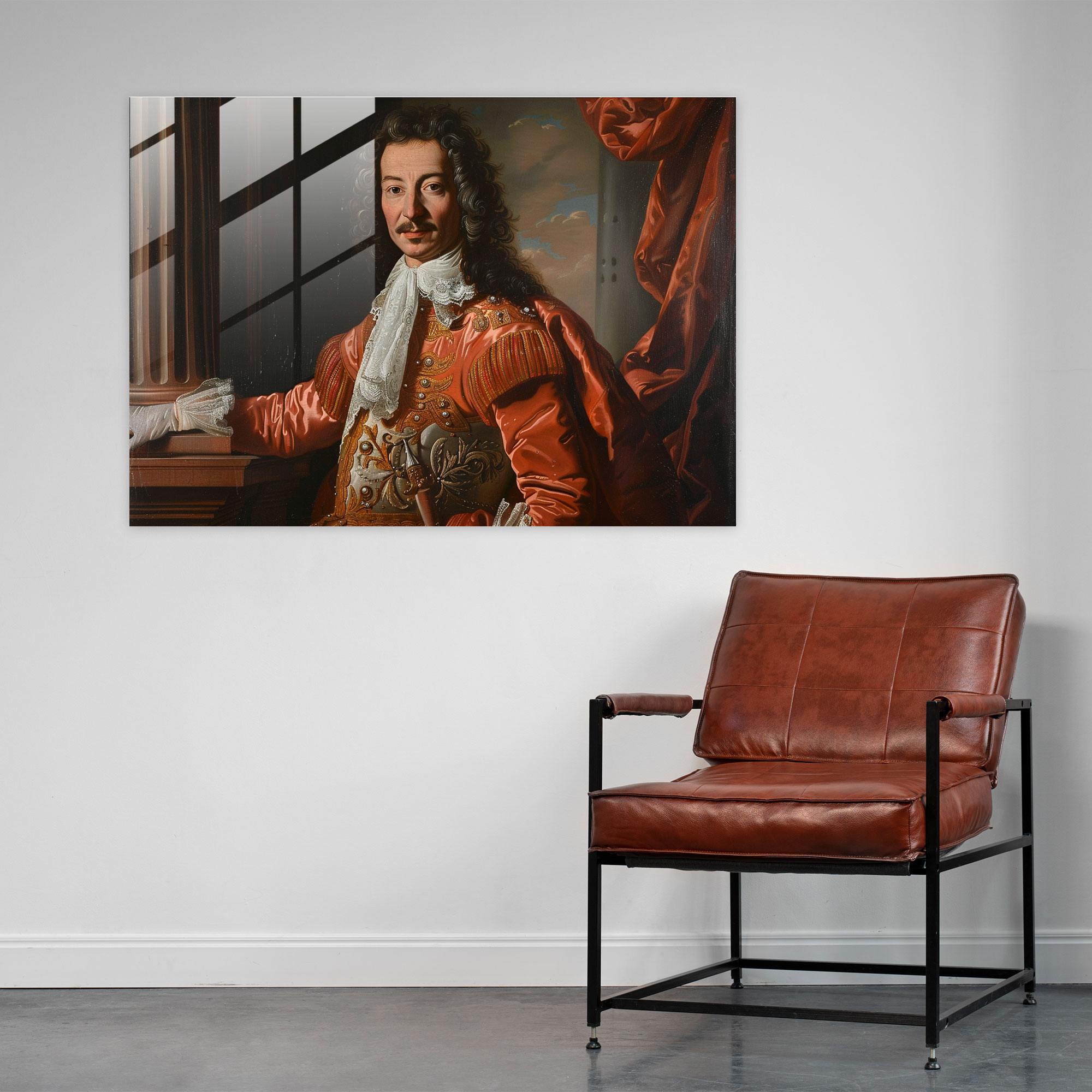 Klasik Cam Tablo - Asil Adam Portresi - Duvar Dekorasyonu Sanat Zarafet