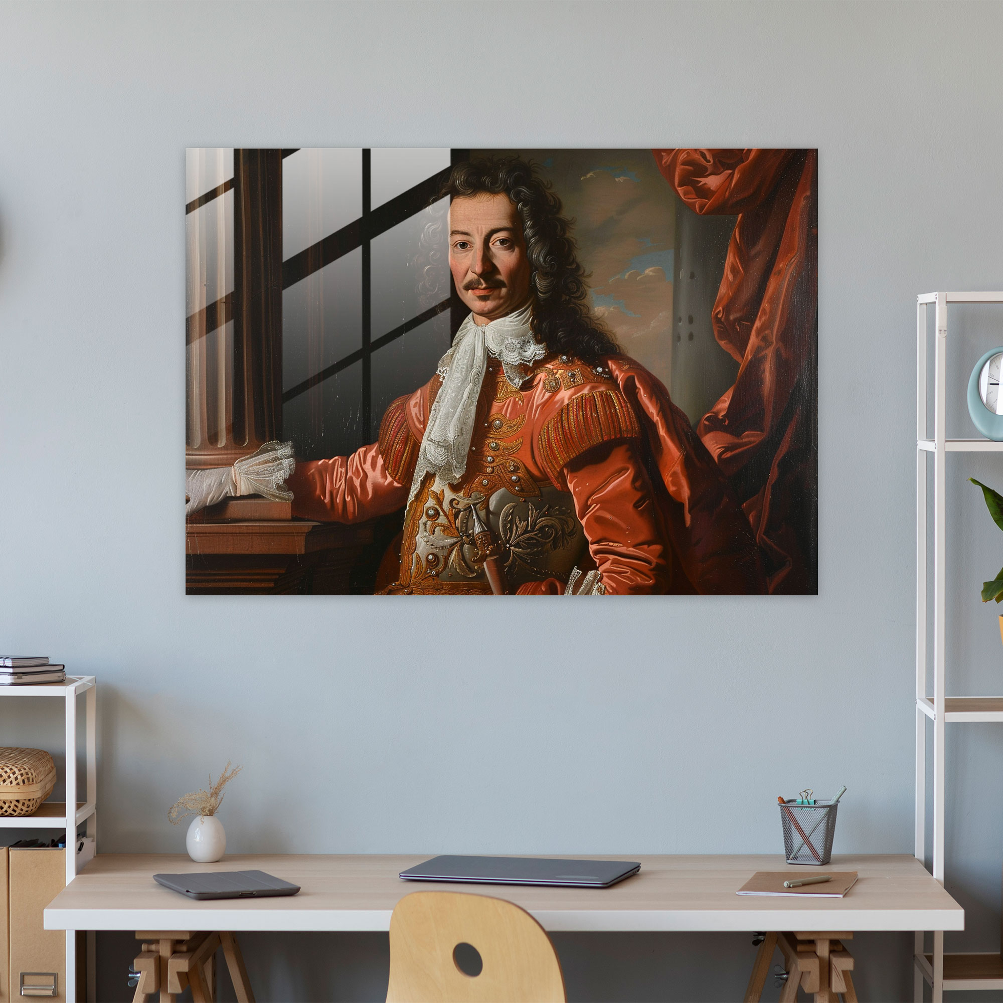 Klasik Cam Tablo - Asil Adam Portresi - Duvar Dekorasyonu Sanat Zarafet