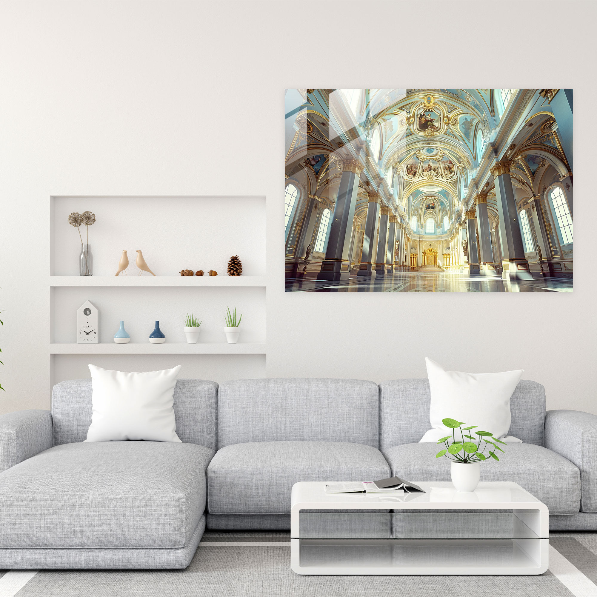 Klasik Cam Duvar Sanatı - Muhteşem Katedral - Klasik Yükselt Ev Dekorasyonu