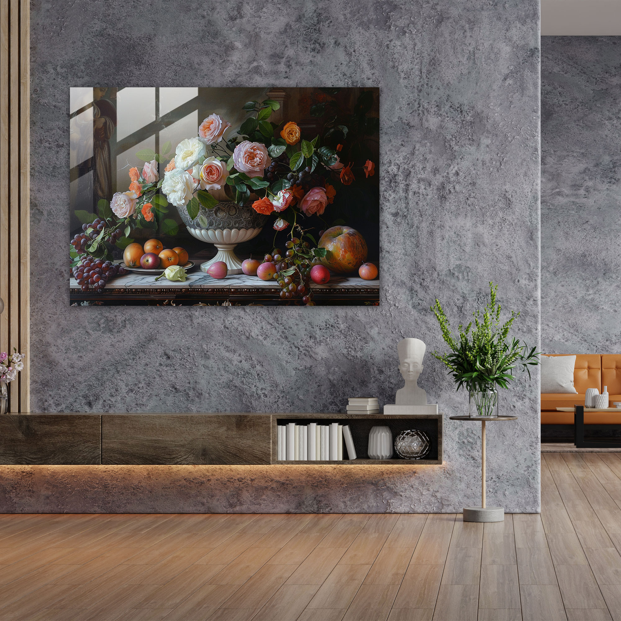 Klasik Modern Sanat - Kanvas Tablo Cam Tablo Natürmort Modern Sanat