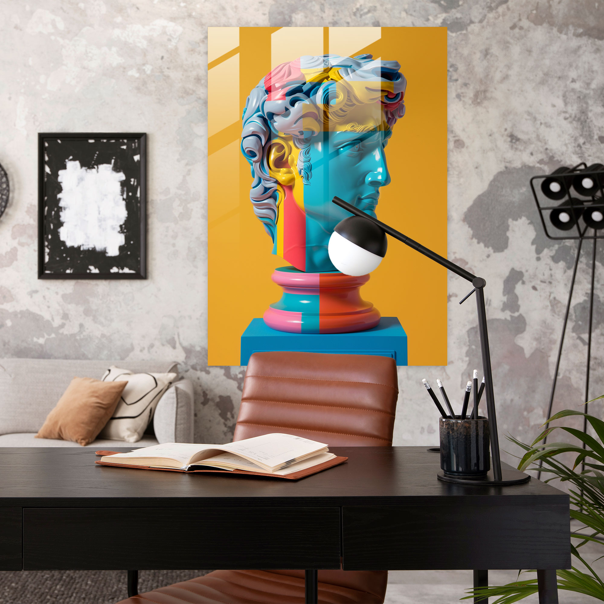 Klasik ve Pop Art Cam Tablo - Klasikizm+Popart Ev Dekorasyonu Cam Tablo Modern Sanat