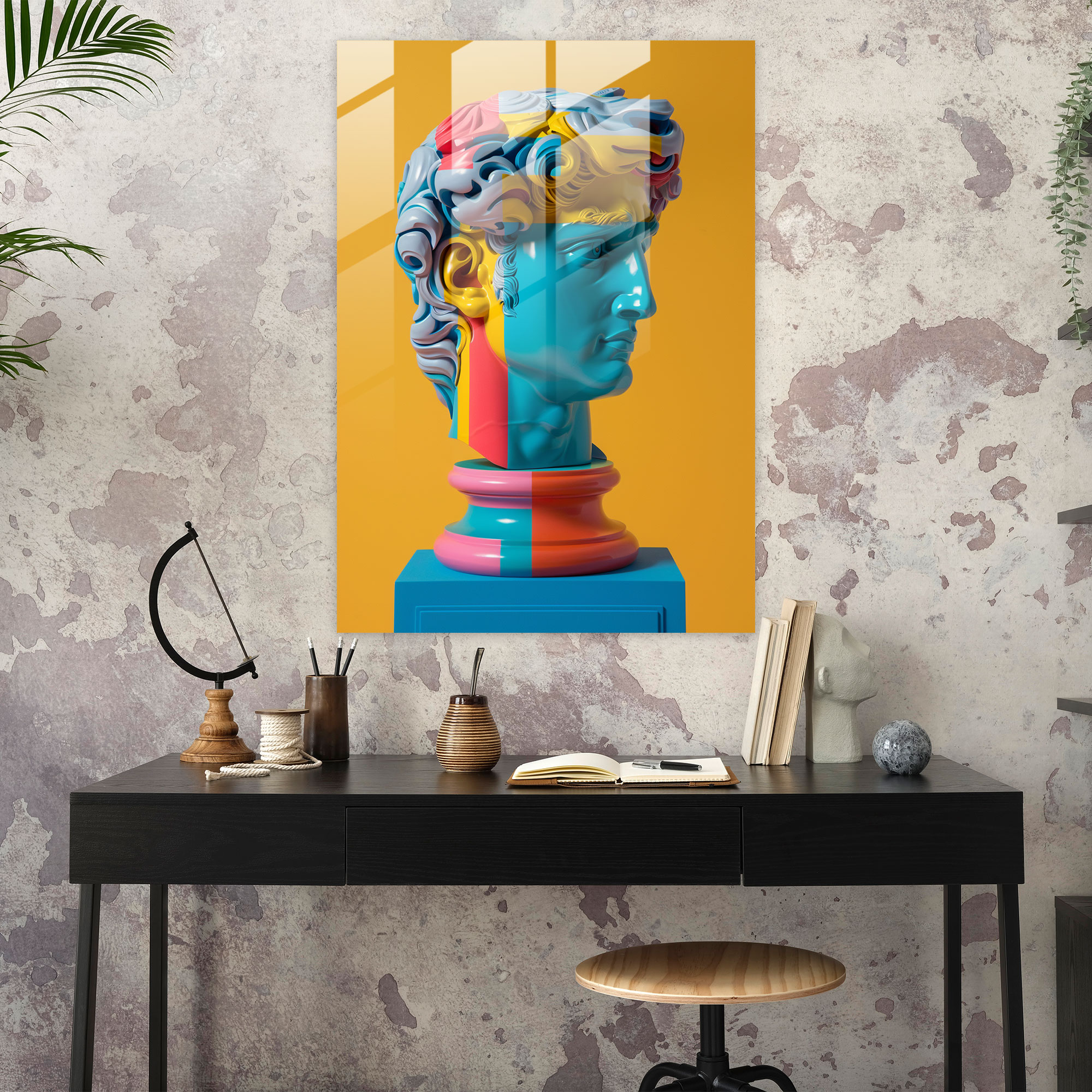 Klasik ve Pop Art Cam Tablo - Klasikizm+Popart Ev Dekorasyonu Cam Tablo Modern Sanat