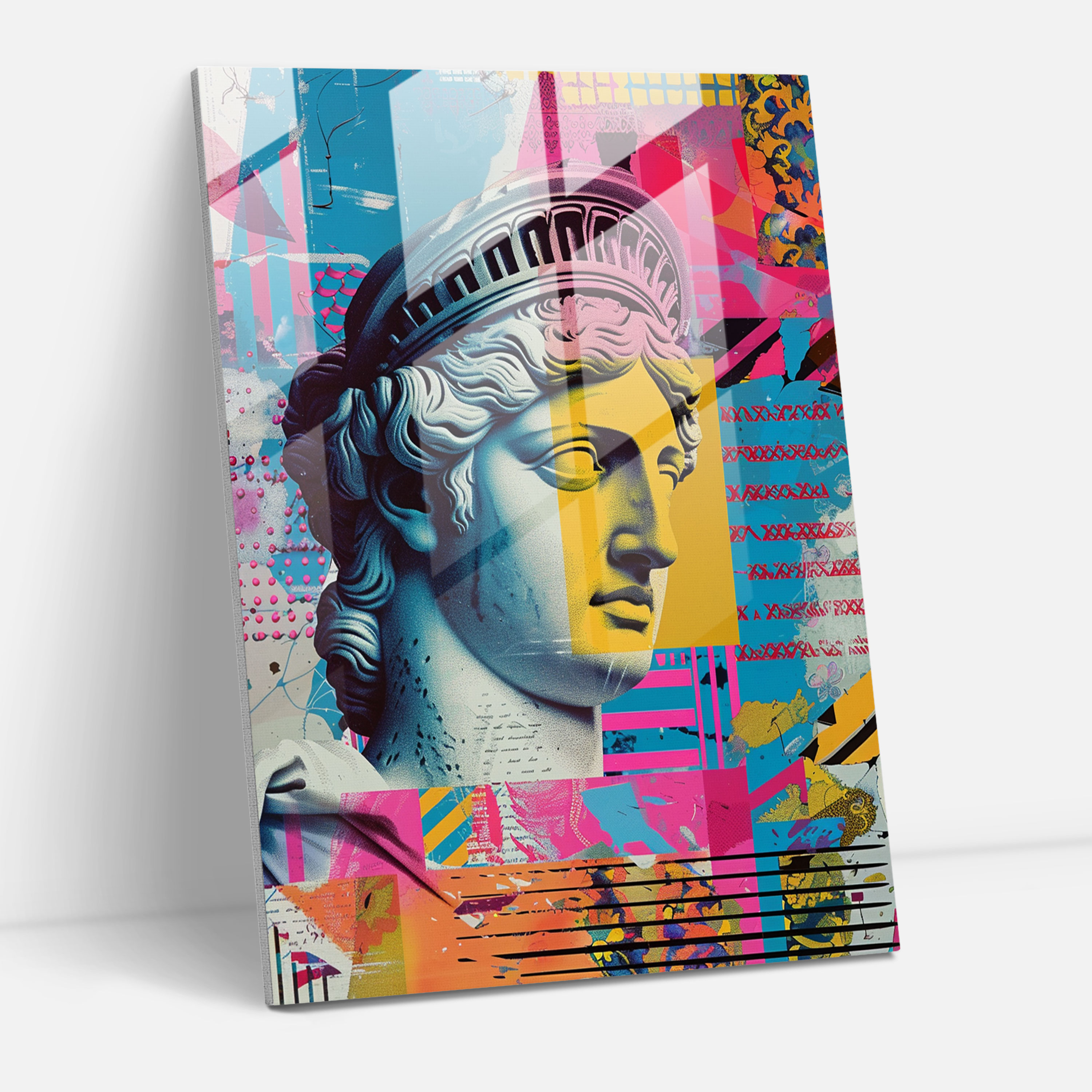 Classic Pop Art Renaissance Glass Print - Classicism+Popart, Combine Classicism With Pop Art Style, Glass Print, Glass Art