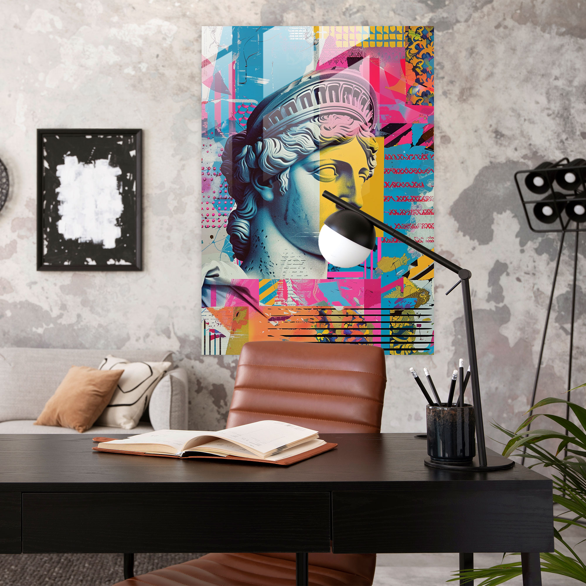 Classic Pop Art Renaissance Glass Print - Classicism+Popart, Combine Classicism With Pop Art Style, Glass Print, Glass Art