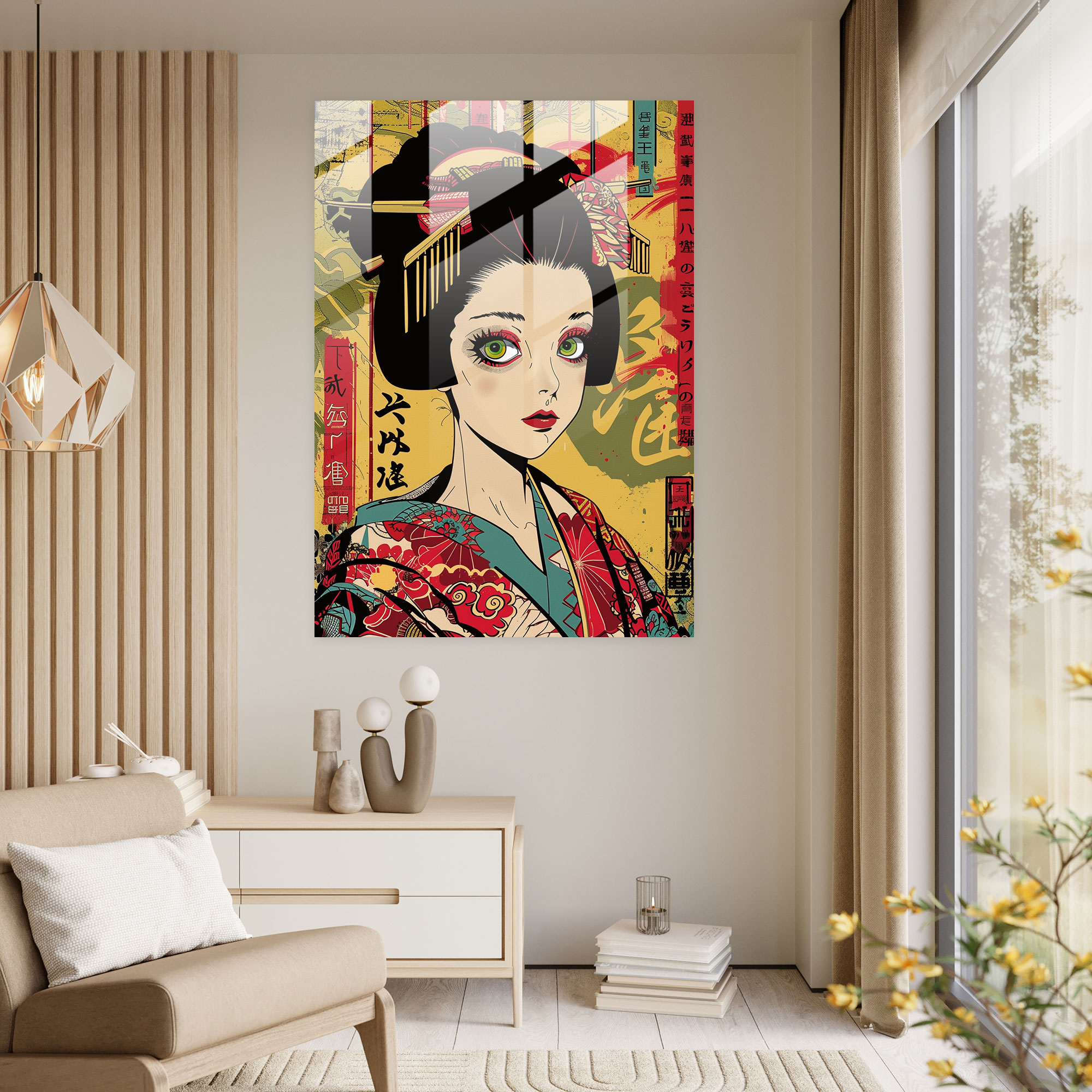 Pop Art Japon Baskı Cam Tablo - Klasik+Popart Ev Dekorasyonu Duvar Dekorasyonu Klasizmi Pop Art Tarzıyla Birleştirin