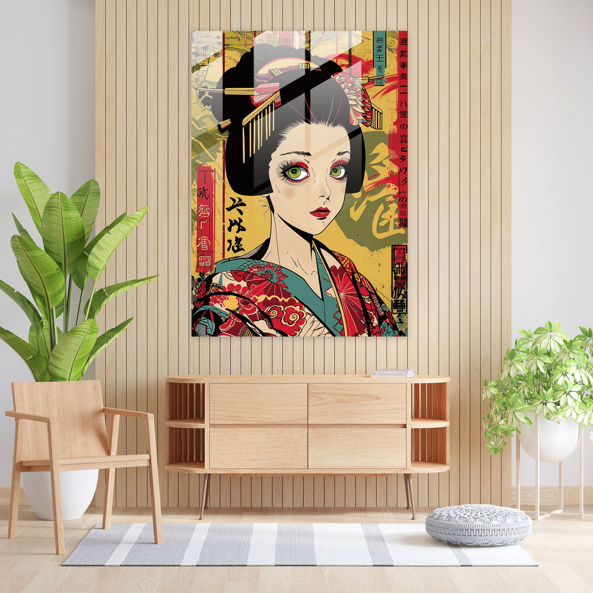 Pop Art Japon Baskı Cam Tablo - Klasik+Popart Ev Dekorasyonu Duvar Dekorasyonu Klasizmi Pop Art Tarzıyla Birleştirin